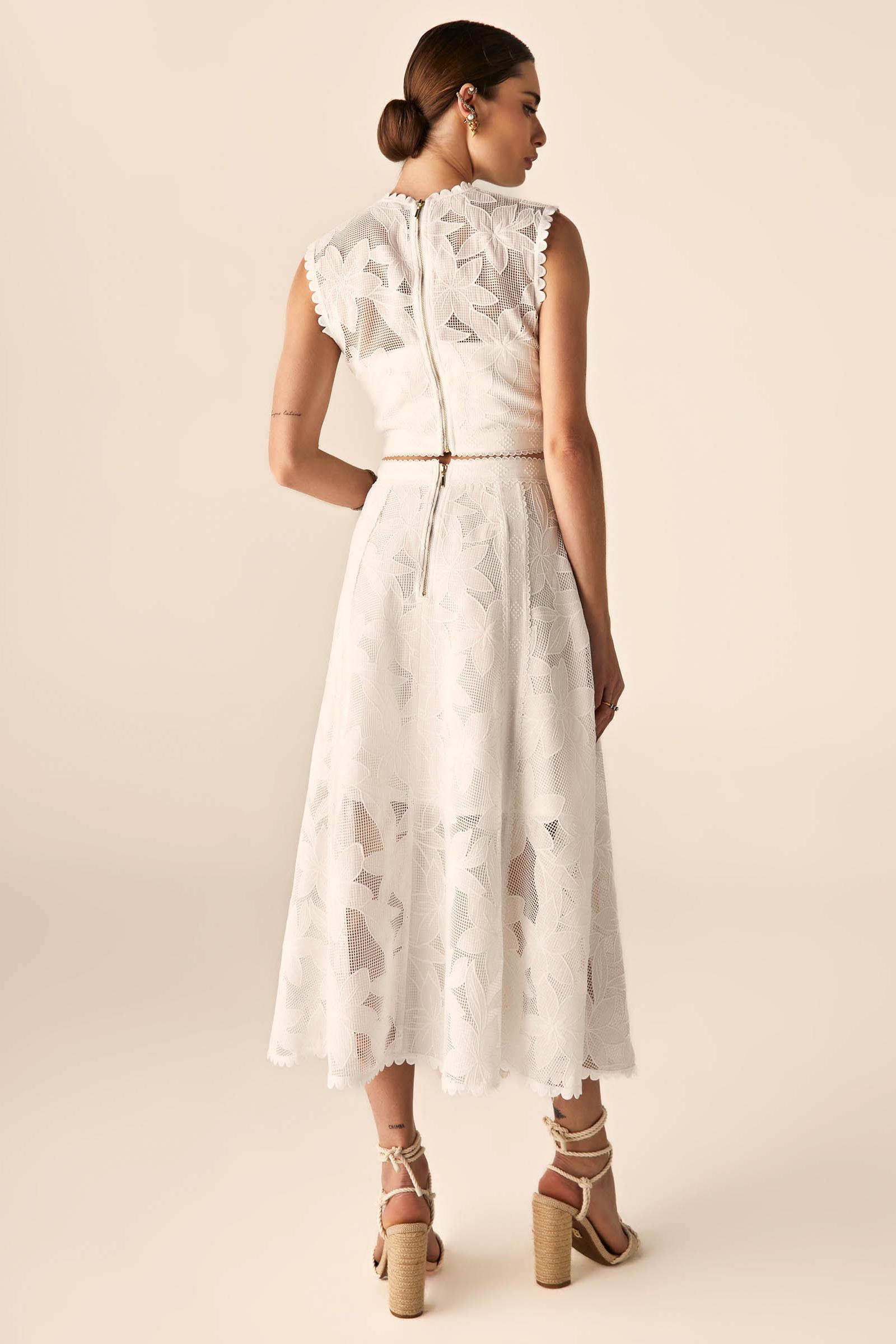 Solid Round Neck Sleeveless Top & High Waist Skirt Set