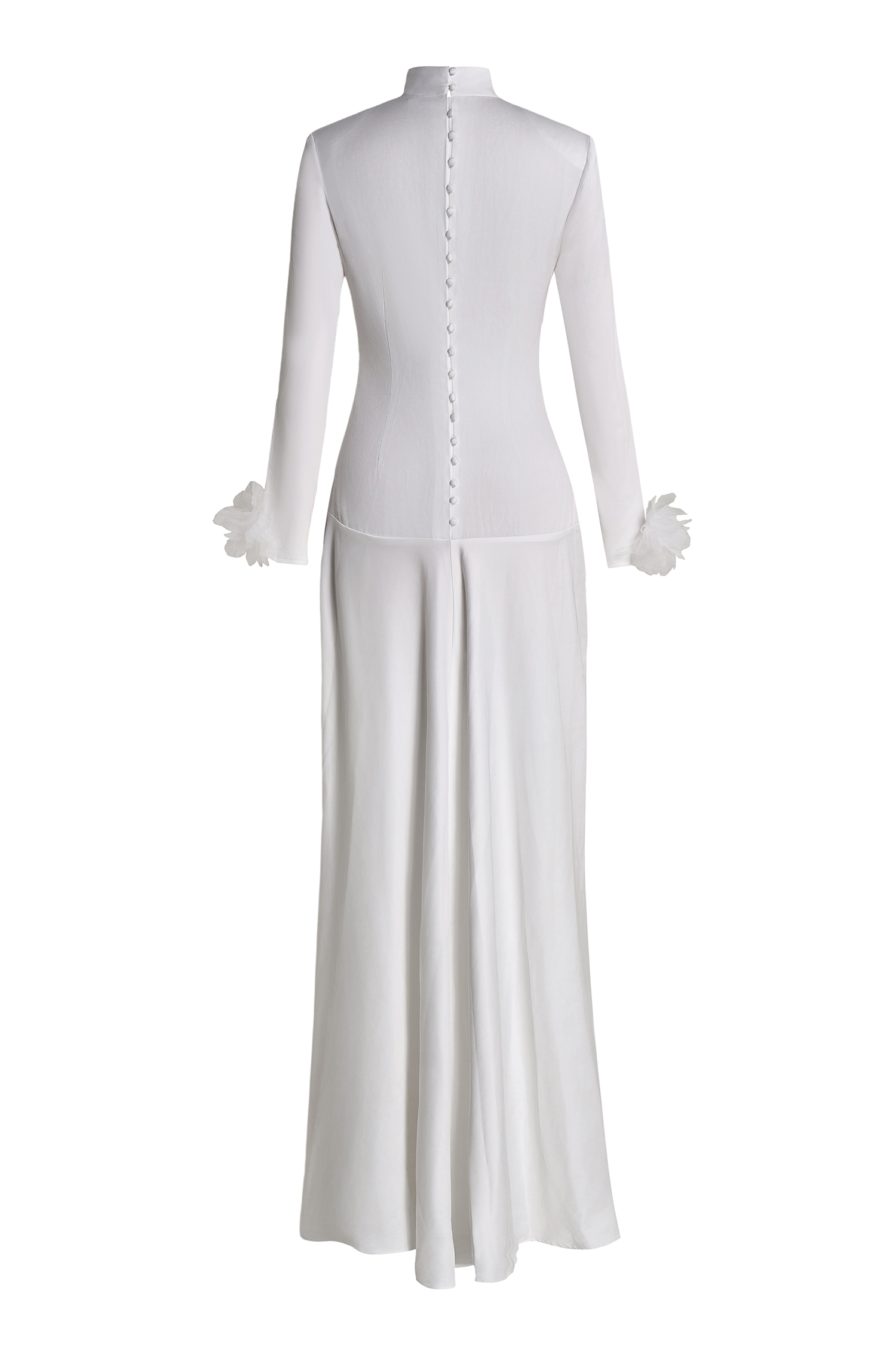 3D Flower Single Breasted Long Sleeve Maxi Dress 3D Flower Single Breasted Long Sleeve Maxi Dress