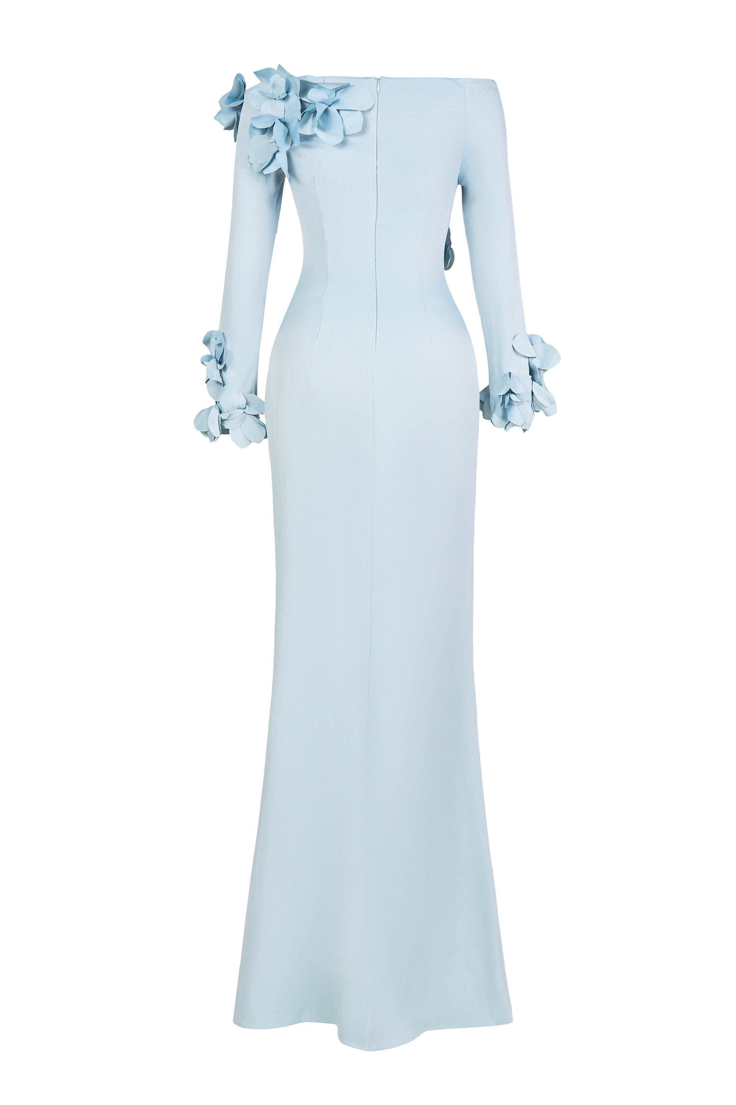 3D Flower Off-Shoulder Solid Maxi Dress 3D Flower Off-Shoulder Solid Maxi Dress