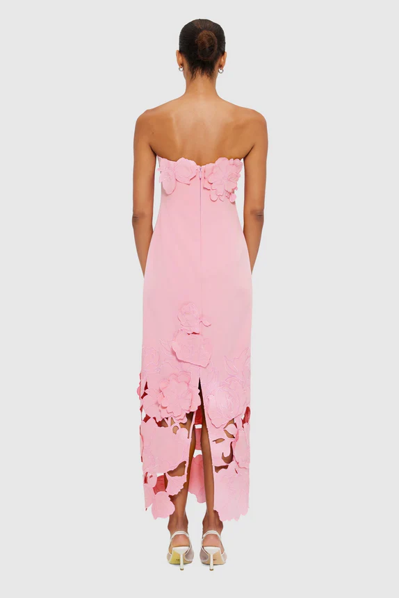 Off-Shoulder Floral Appliquéd Midi Dress Off-Shoulder Floral Appliquéd Midi Dress