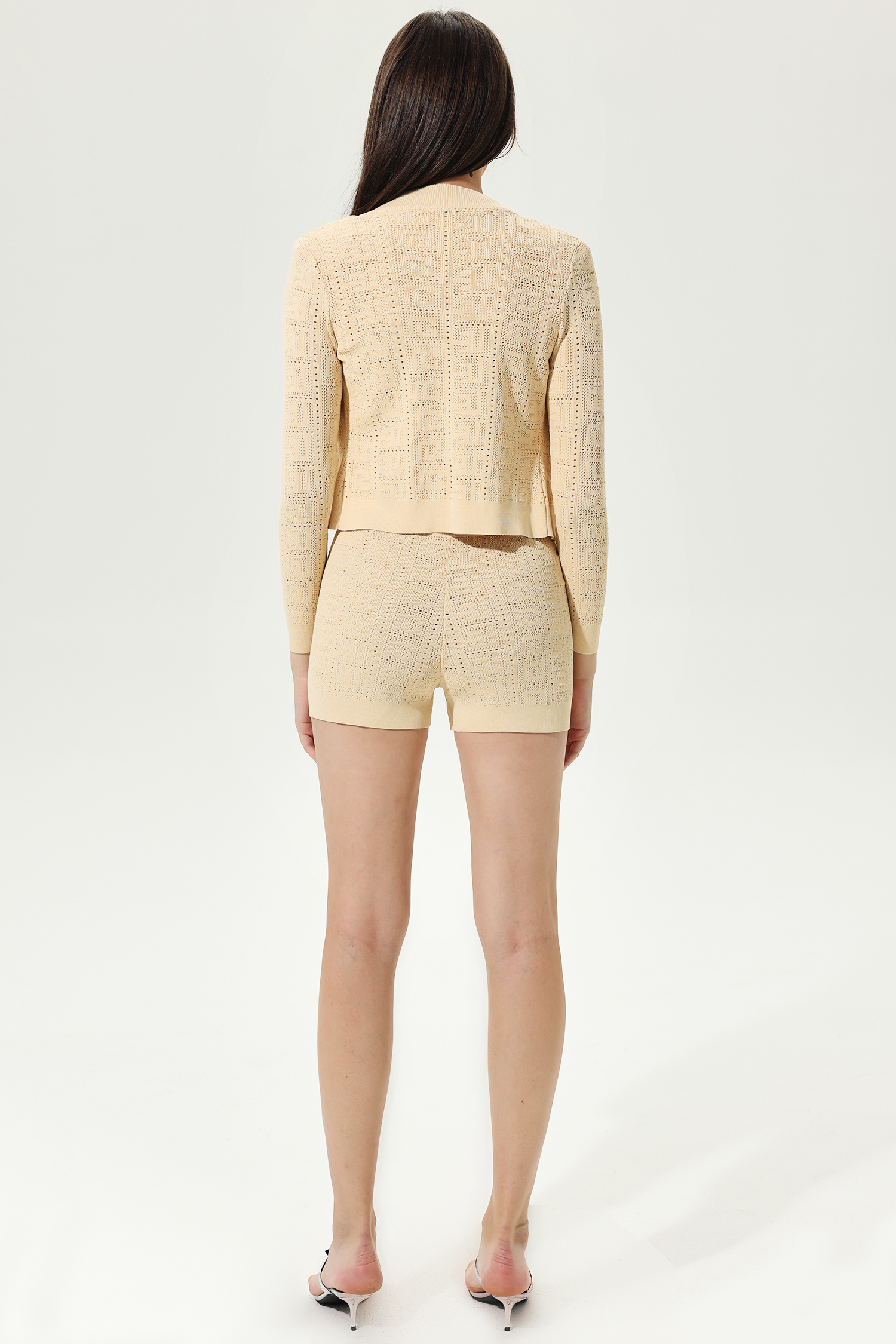 Long Sleeve Crew Collar Knit Top & Solid Knit Short Pants Set