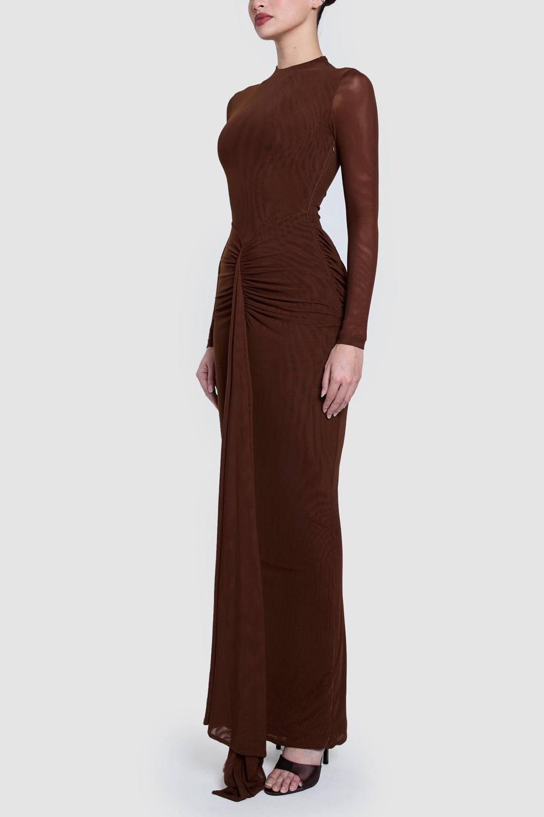 Jersey Solid Maxi Dress With Cape Jersey Solid Maxi Dress With Cape