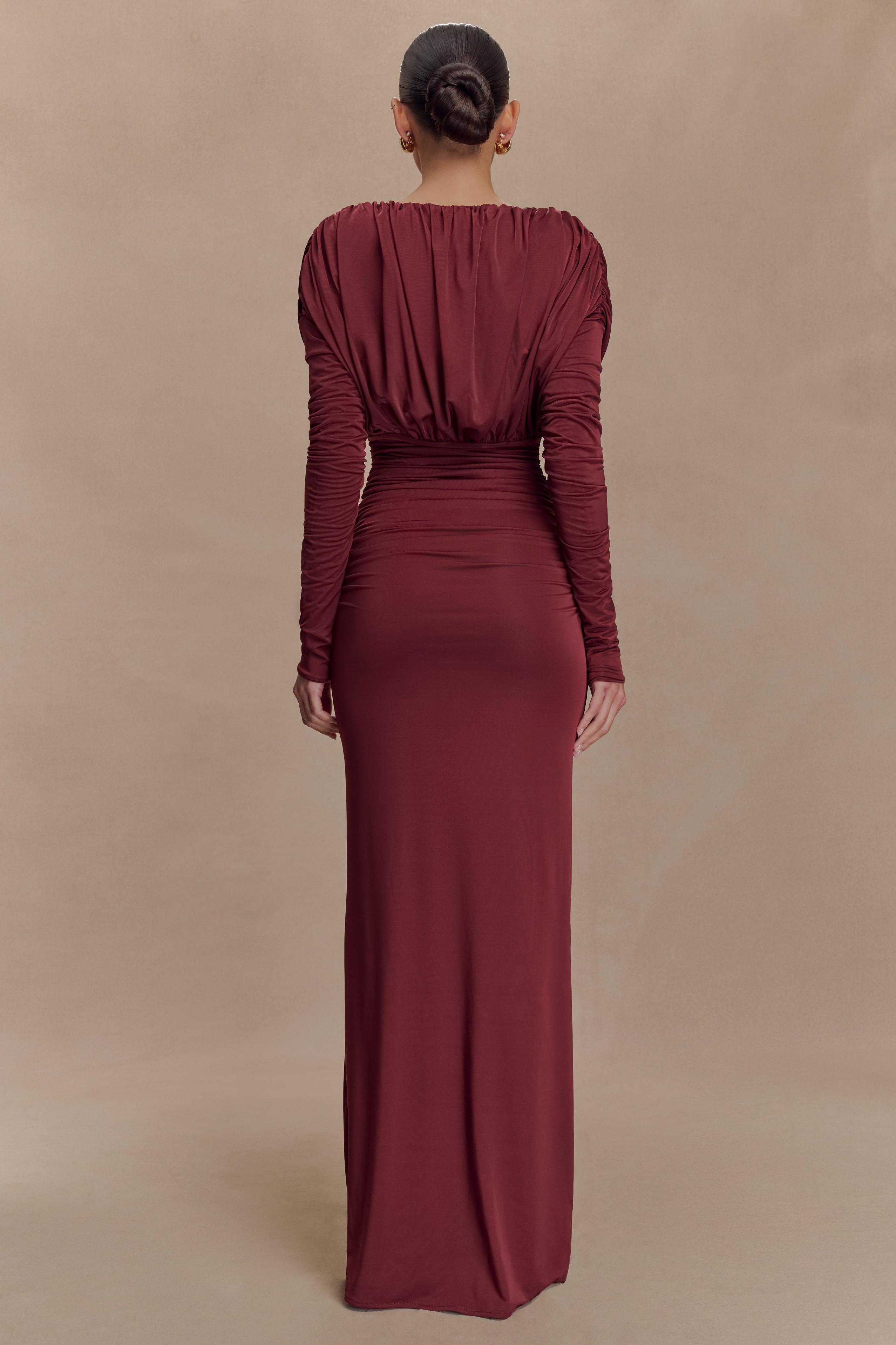 Jersey Gathering Plunge Maxi Dress Jersey Gathering Plunge Maxi Dress