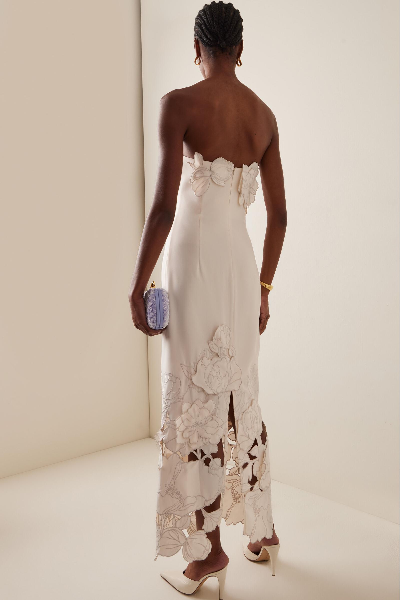 Off-Shoulder Floral Appliquéd Midi Dress Off-Shoulder Floral Appliquéd Midi Dress