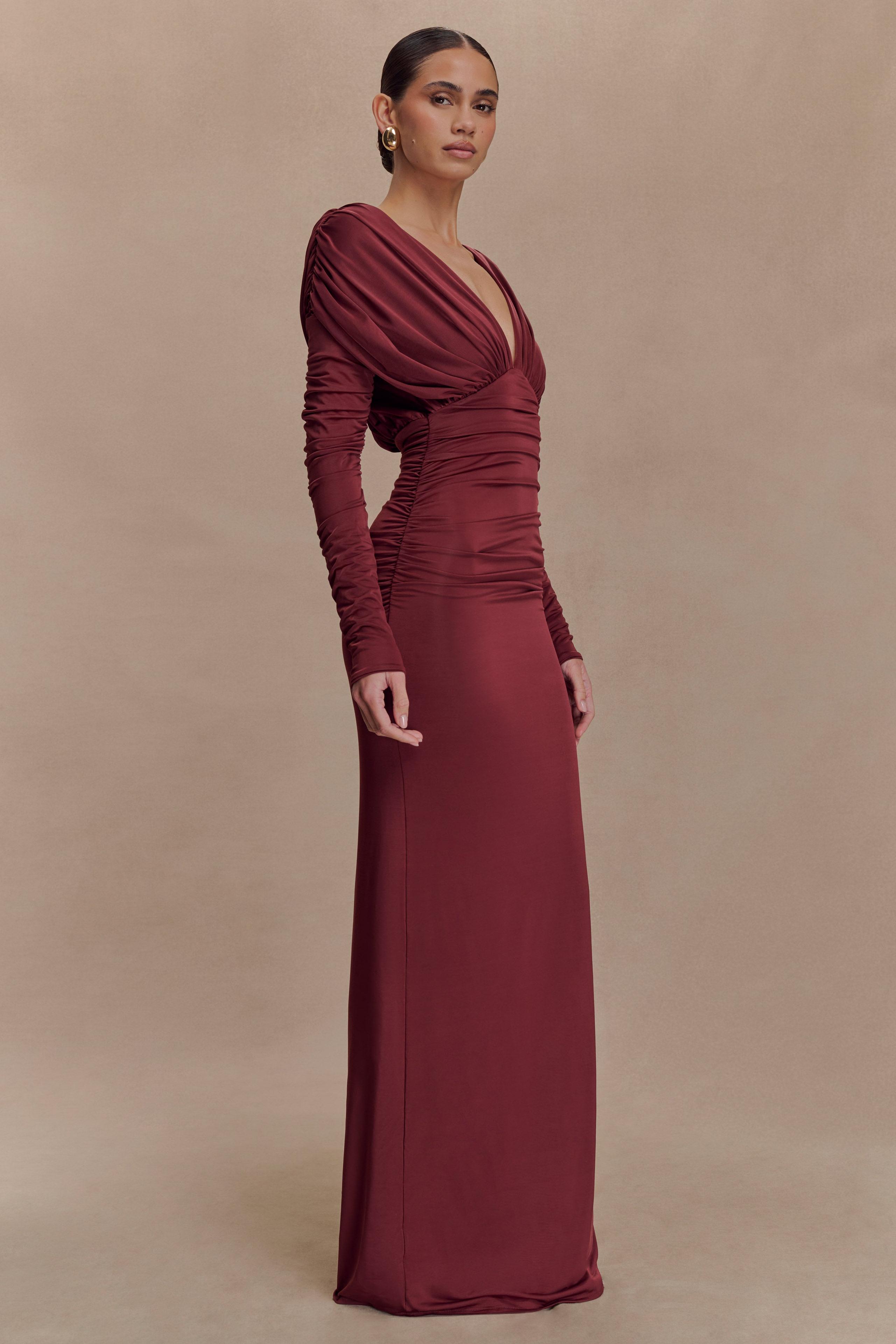 Jersey Gathering Plunge Maxi Dress Jersey Gathering Plunge Maxi Dress