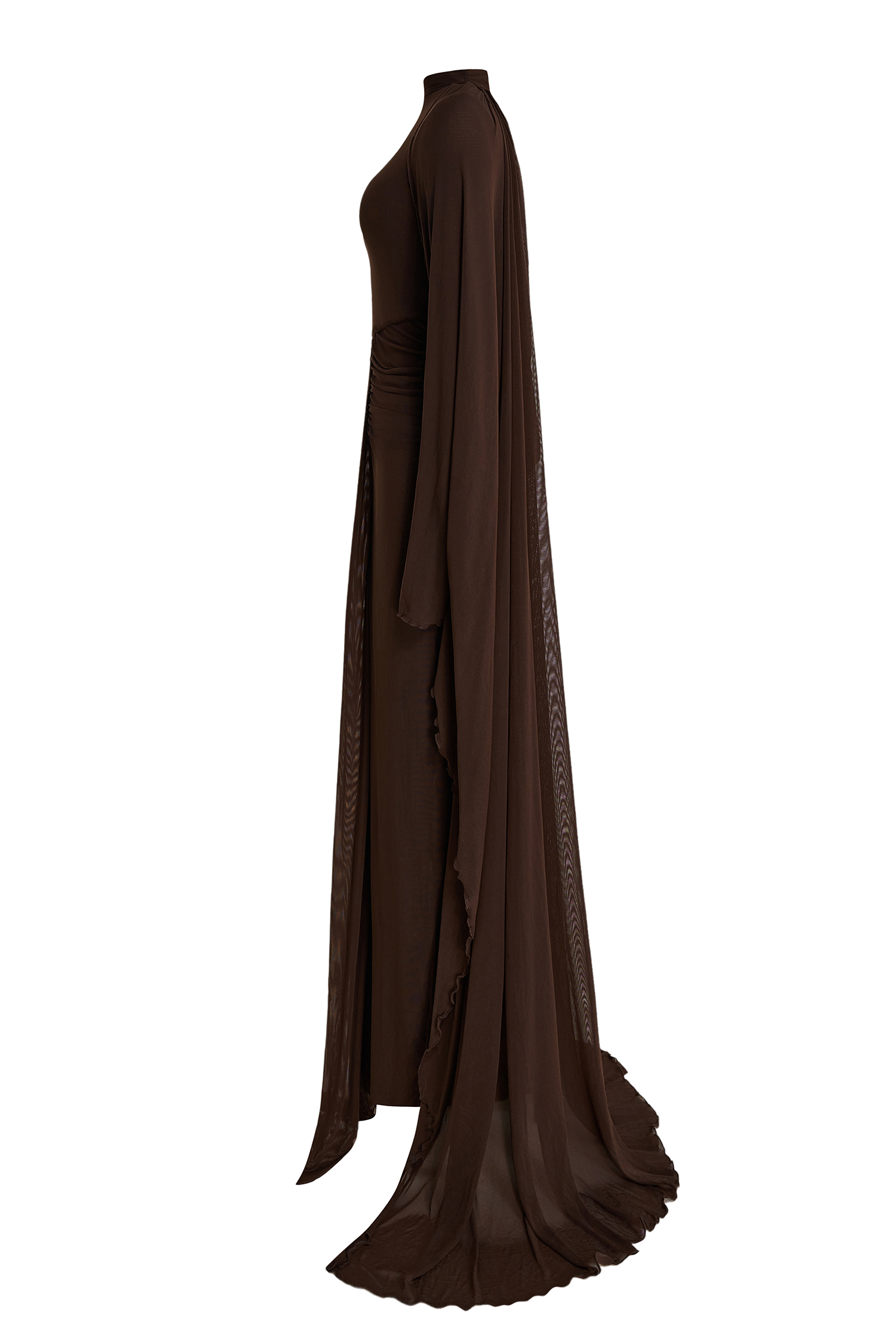 Jersey Solid Maxi Dress With Cape Jersey Solid Maxi Dress With Cape