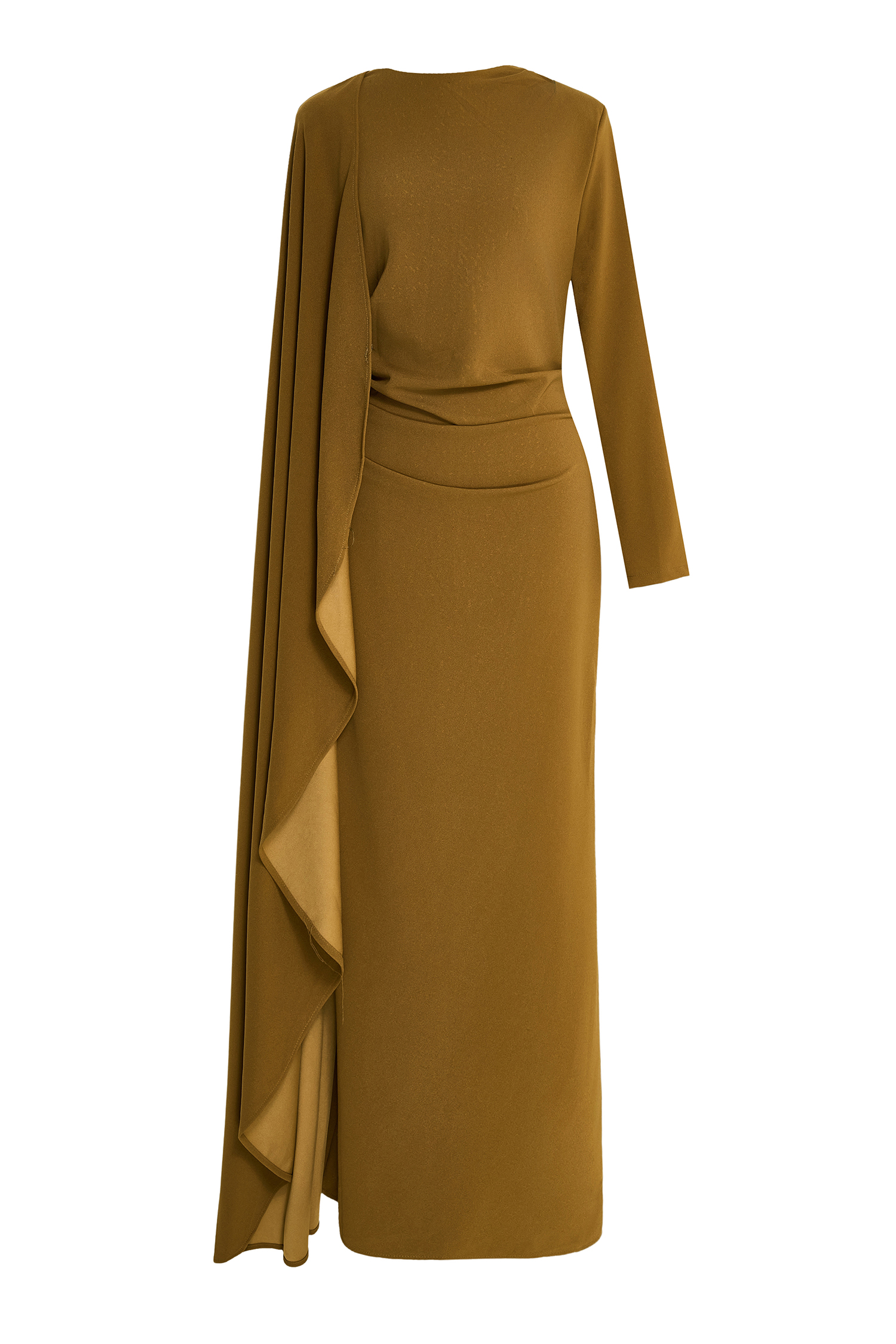 Pleated Round Neck Cape Maxi Dress Pleated Round Neck Cape Maxi Dress