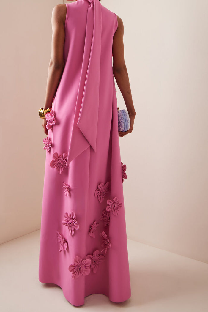 3D Floral High Neck Sleeveless Maxi Dress 3D Floral High Neck Sleeveless Maxi Dress