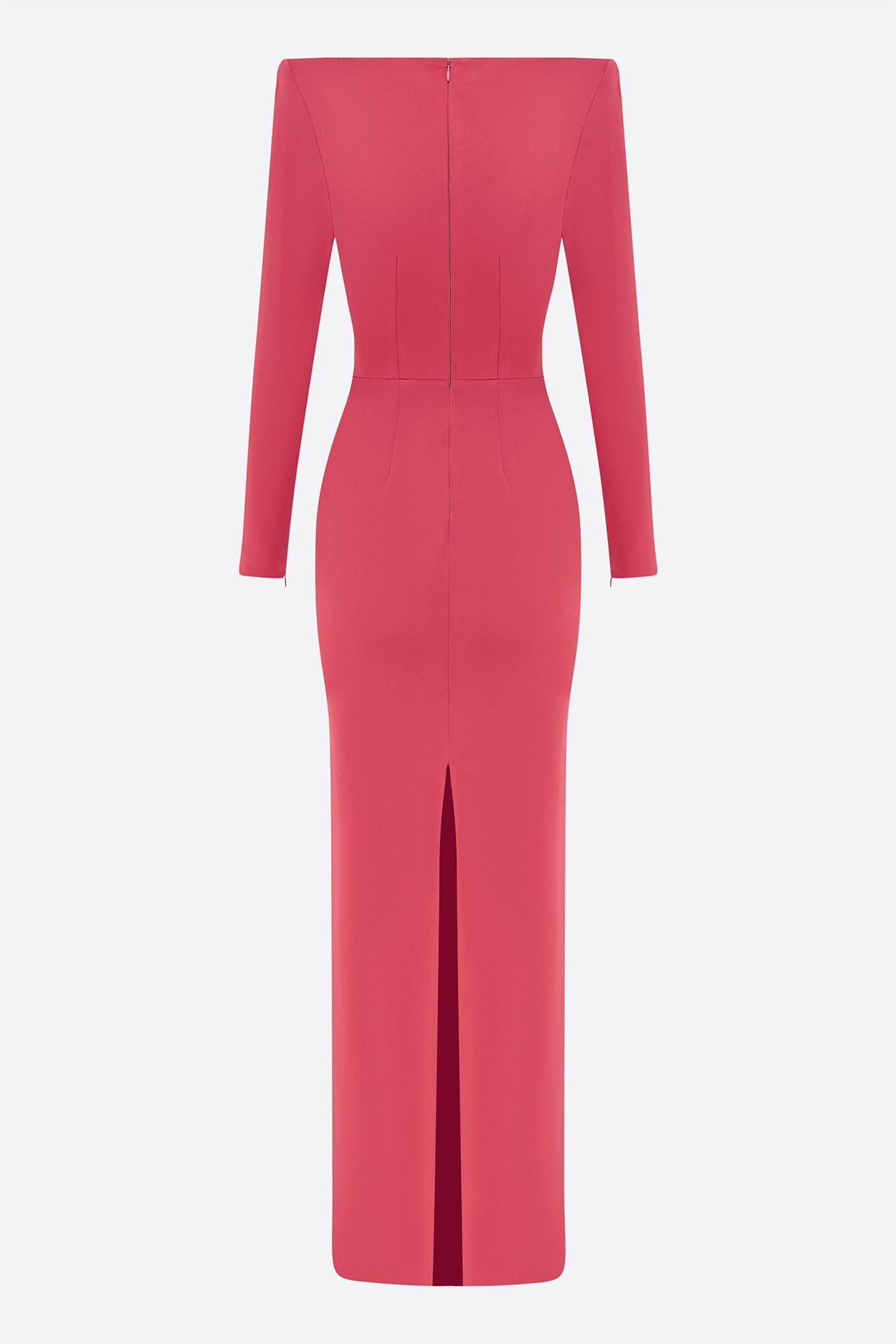 Satin Square Collar Long Sleeve Maxi Dress Satin Square Collar Long Sleeve Maxi Dress