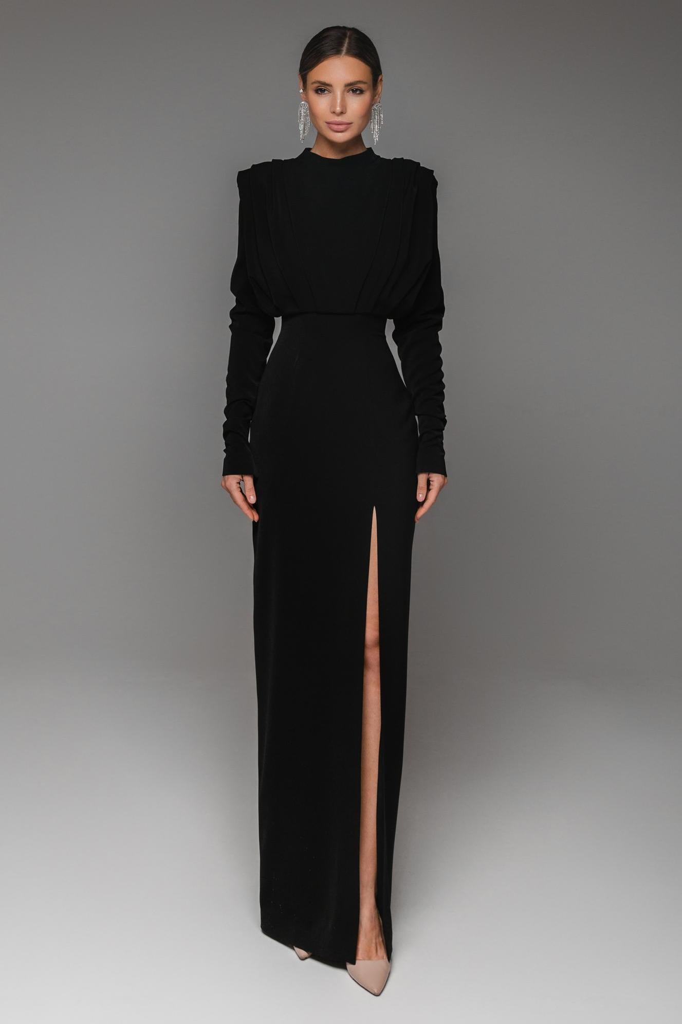 Solid High Split Long Sleeve Midi Dress Solid High Split Long Sleeve Midi Dress