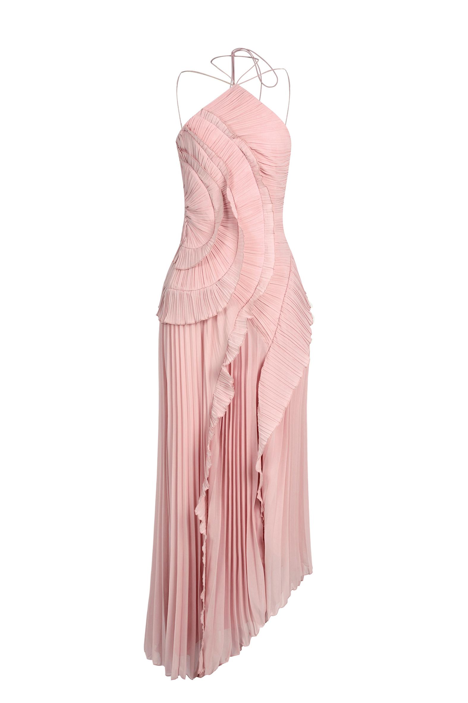 Pleated Frill Halter Neck Midi Dress Pleated Frill Halter Neck Midi Dress