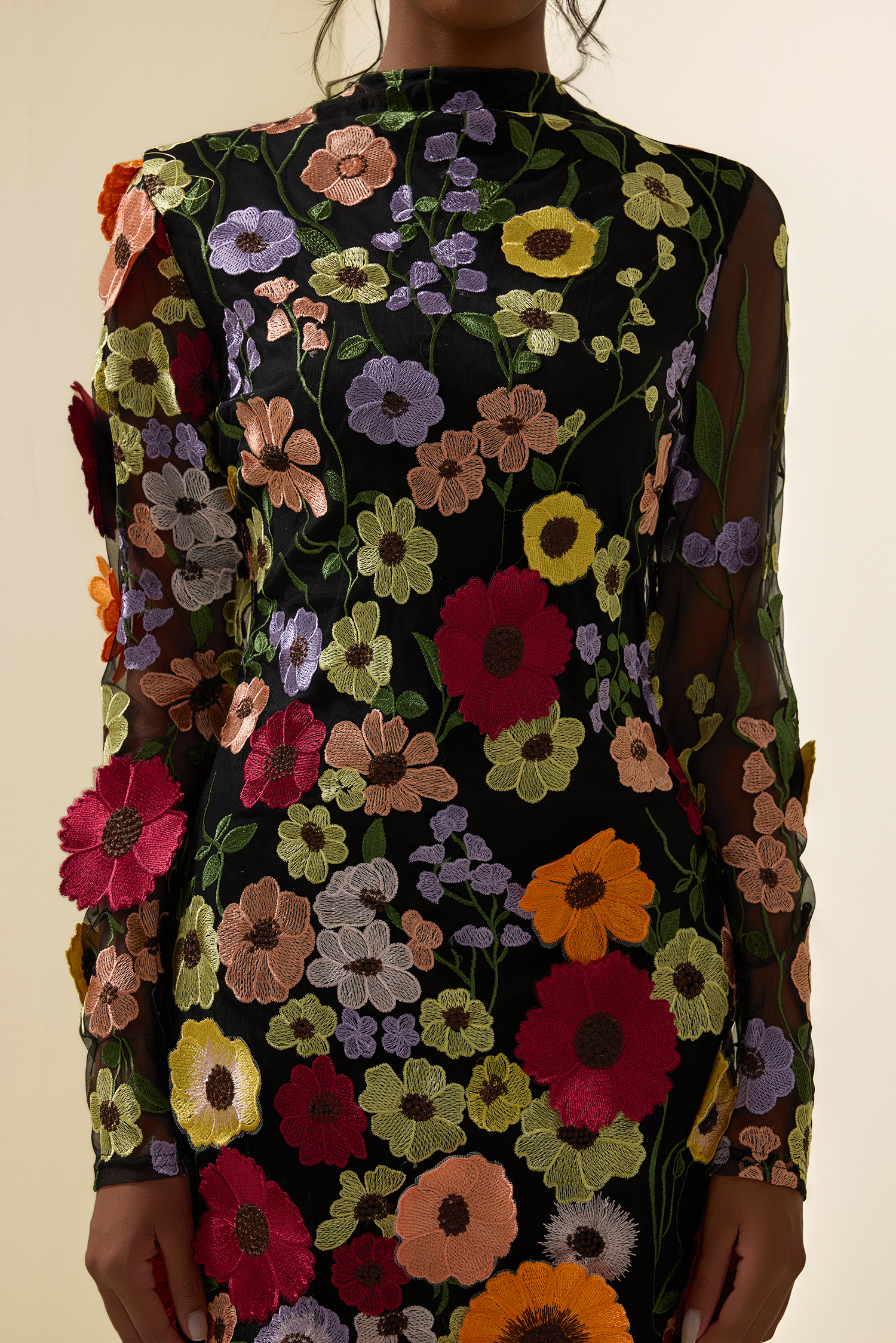 Floral Embroidered Long Sleeve Mini Dress Floral Embroidered Long Sleeve Mini Dress