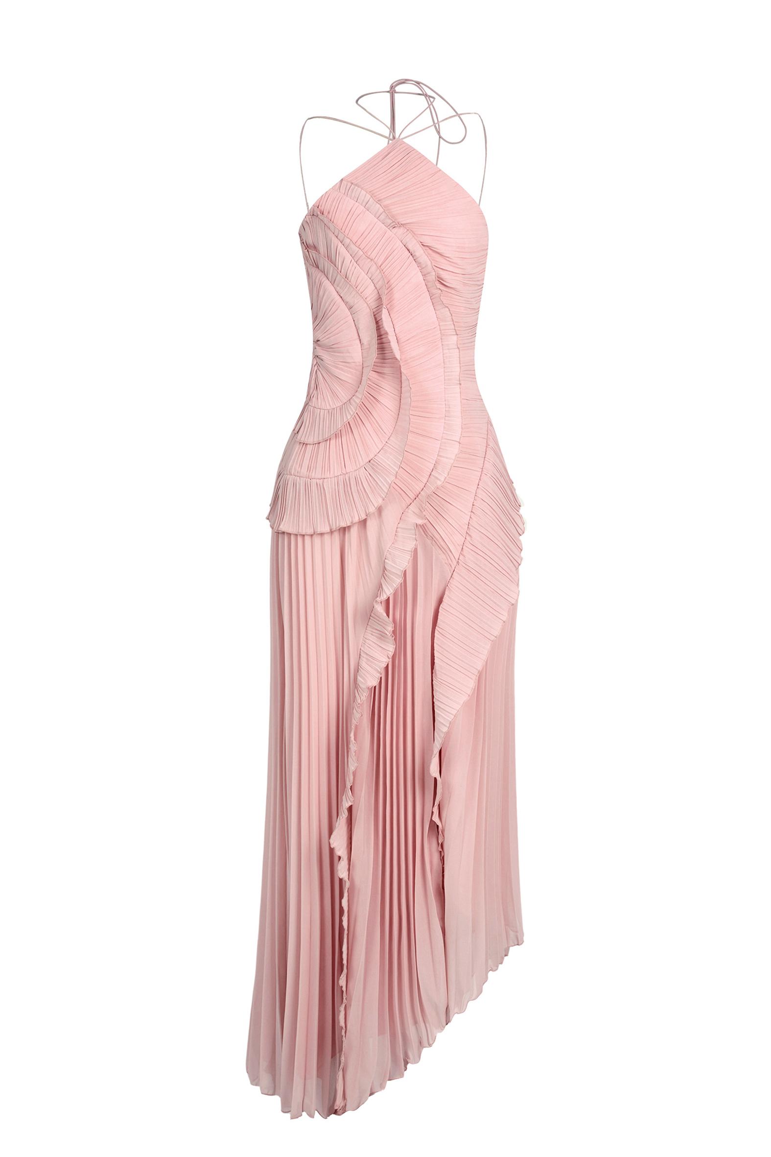 Pleated Frill Halter Neck Midi Dress Pleated Frill Halter Neck Midi Dress