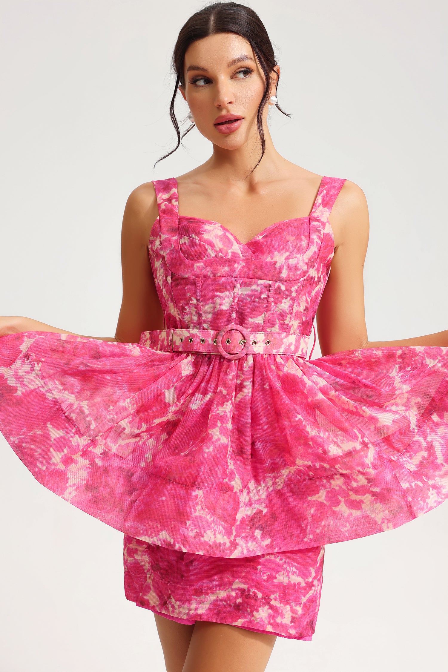 Sleeveless V-Neck Belted Mini Dress Sleeveless V-Neck Belted Mini Dress
