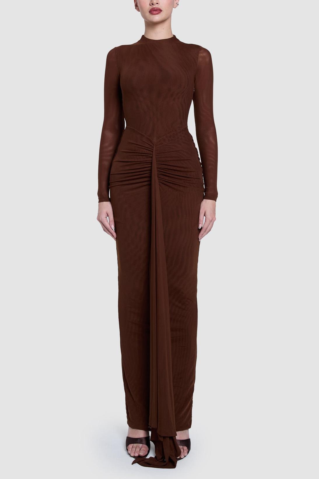 Jersey Solid Maxi Dress With Cape Jersey Solid Maxi Dress With Cape