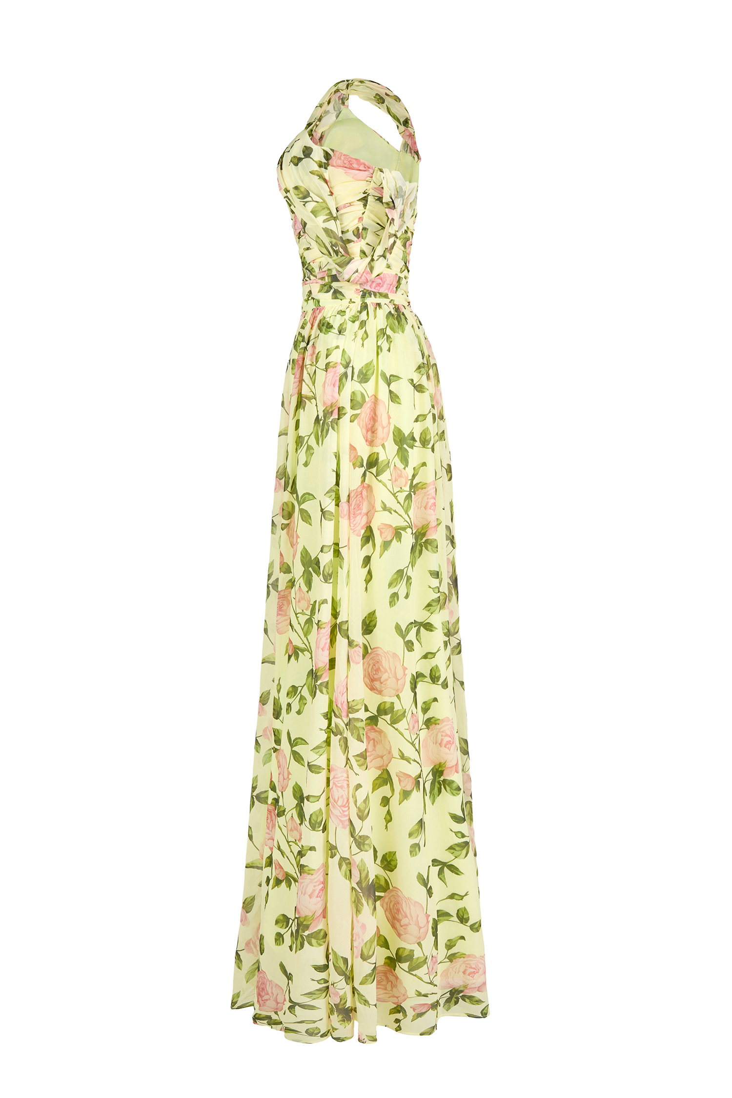 Floral Skew Collar Chiffon Maxi Dress Floral Skew Collar Chiffon Maxi Dress