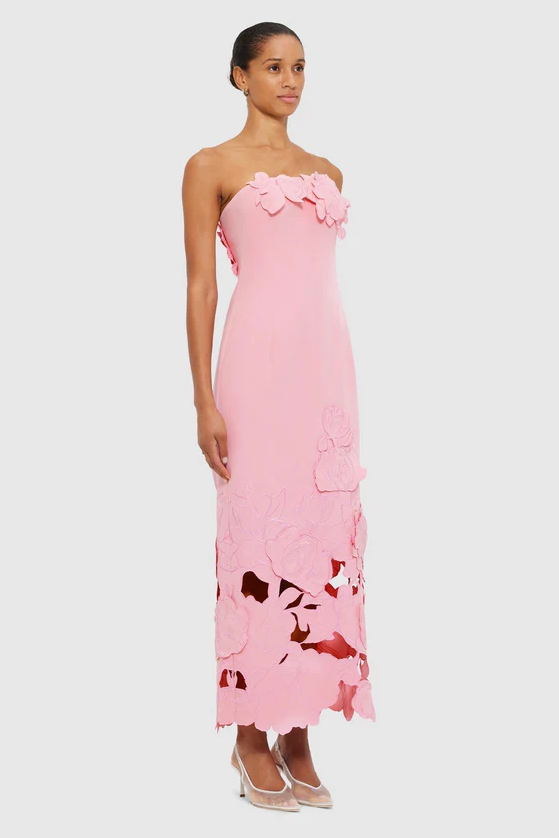 Off-Shoulder Floral Appliquéd Midi Dress Off-Shoulder Floral Appliquéd Midi Dress