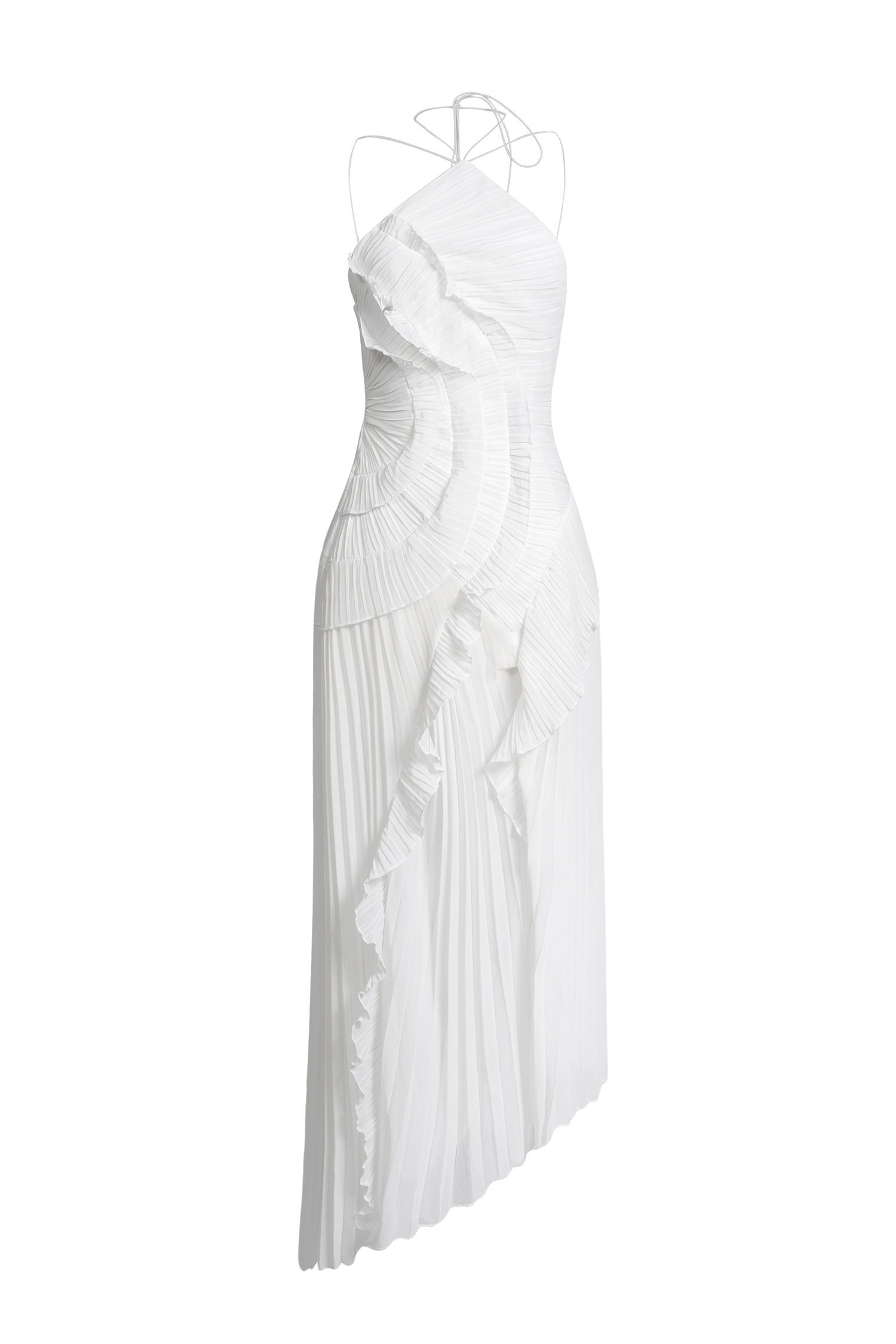 Pleated Frill Halter Neck Midi Dress Pleated Frill Halter Neck Midi Dress