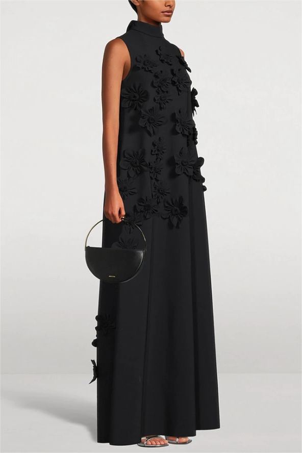 3D Floral High Neck Sleeveless Maxi Dress 3D Floral High Neck Sleeveless Maxi Dress