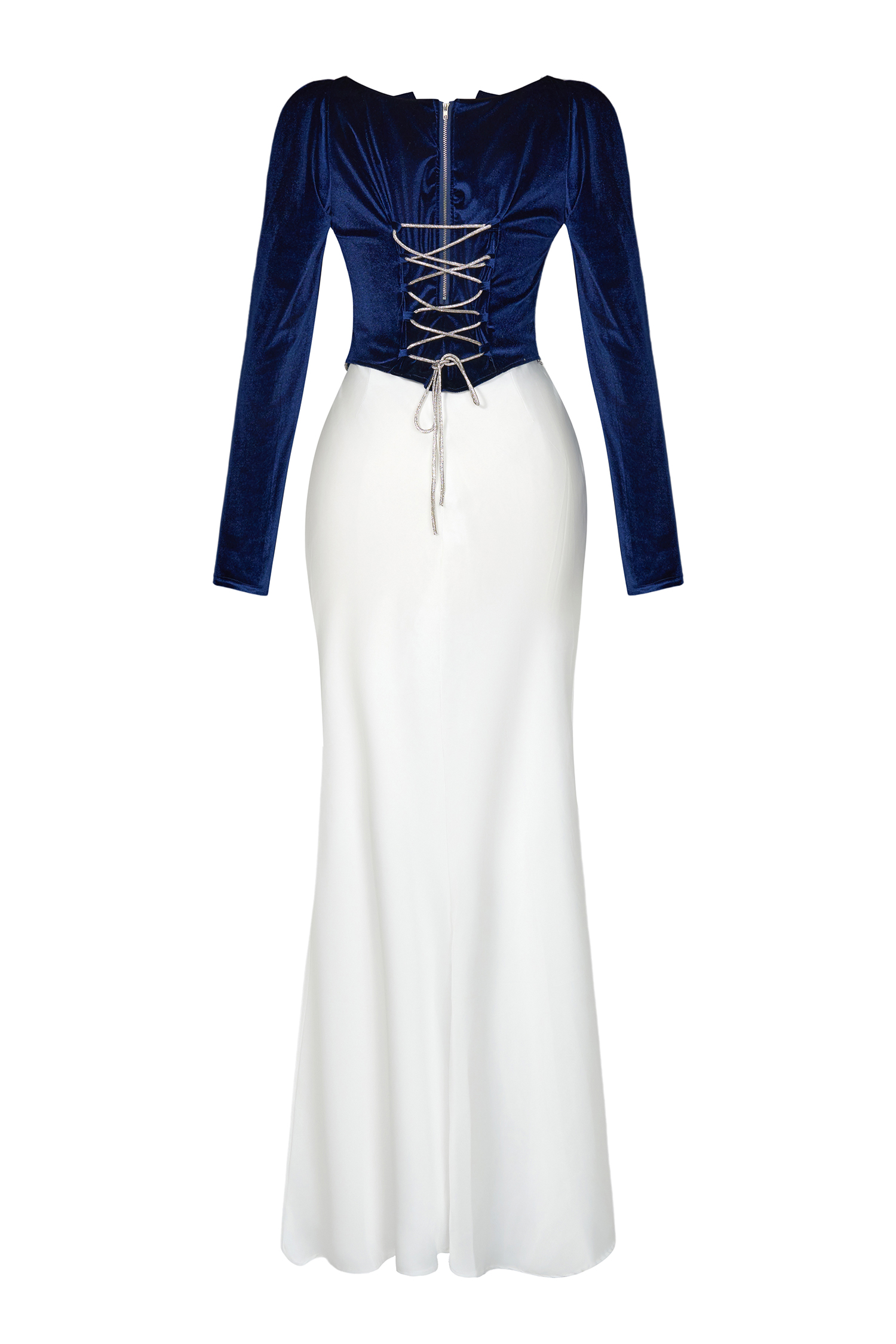 Velvet Rhinestone Top & Satin Maxi Skirt Set