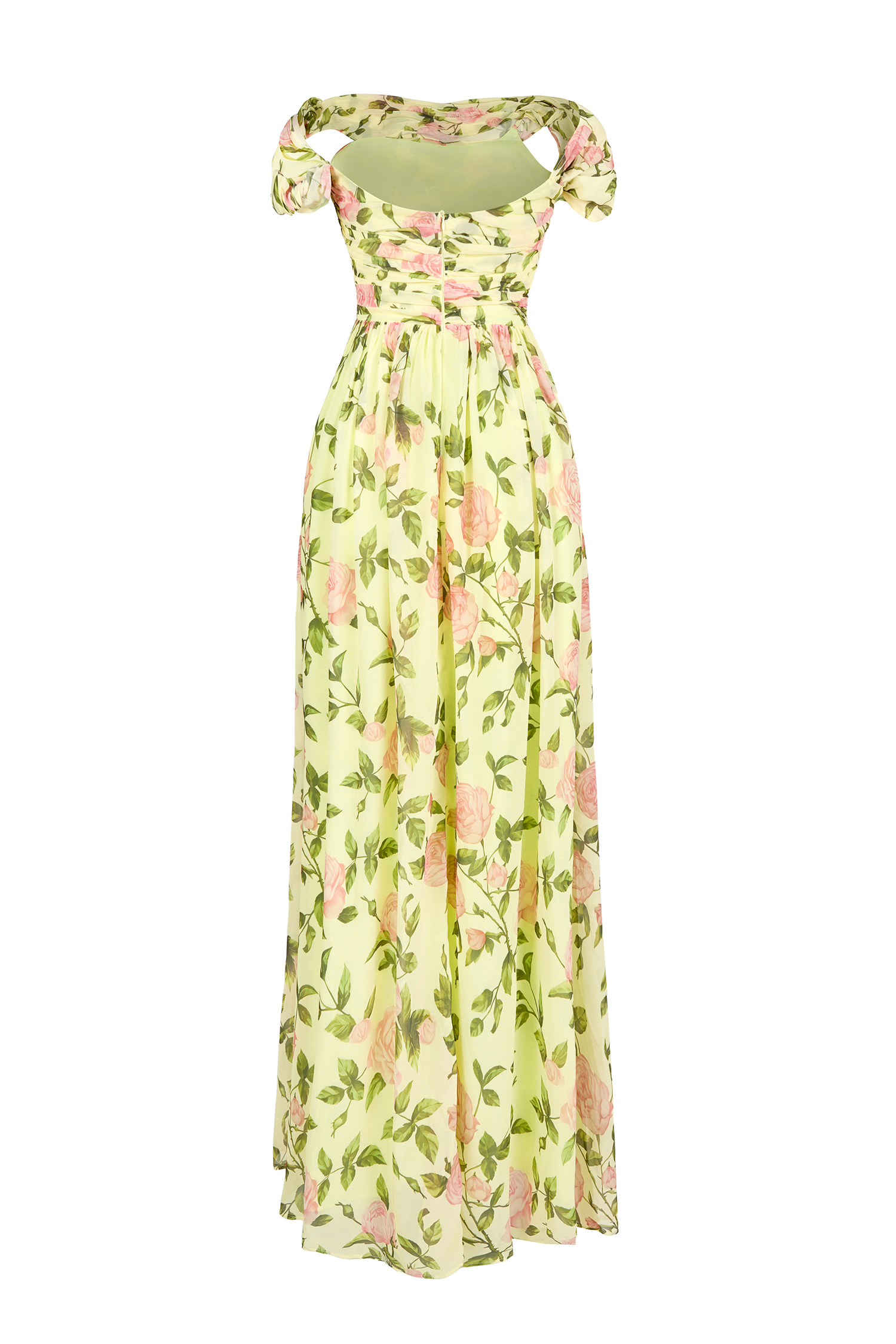 Floral Skew Collar Chiffon Maxi Dress Floral Skew Collar Chiffon Maxi Dress