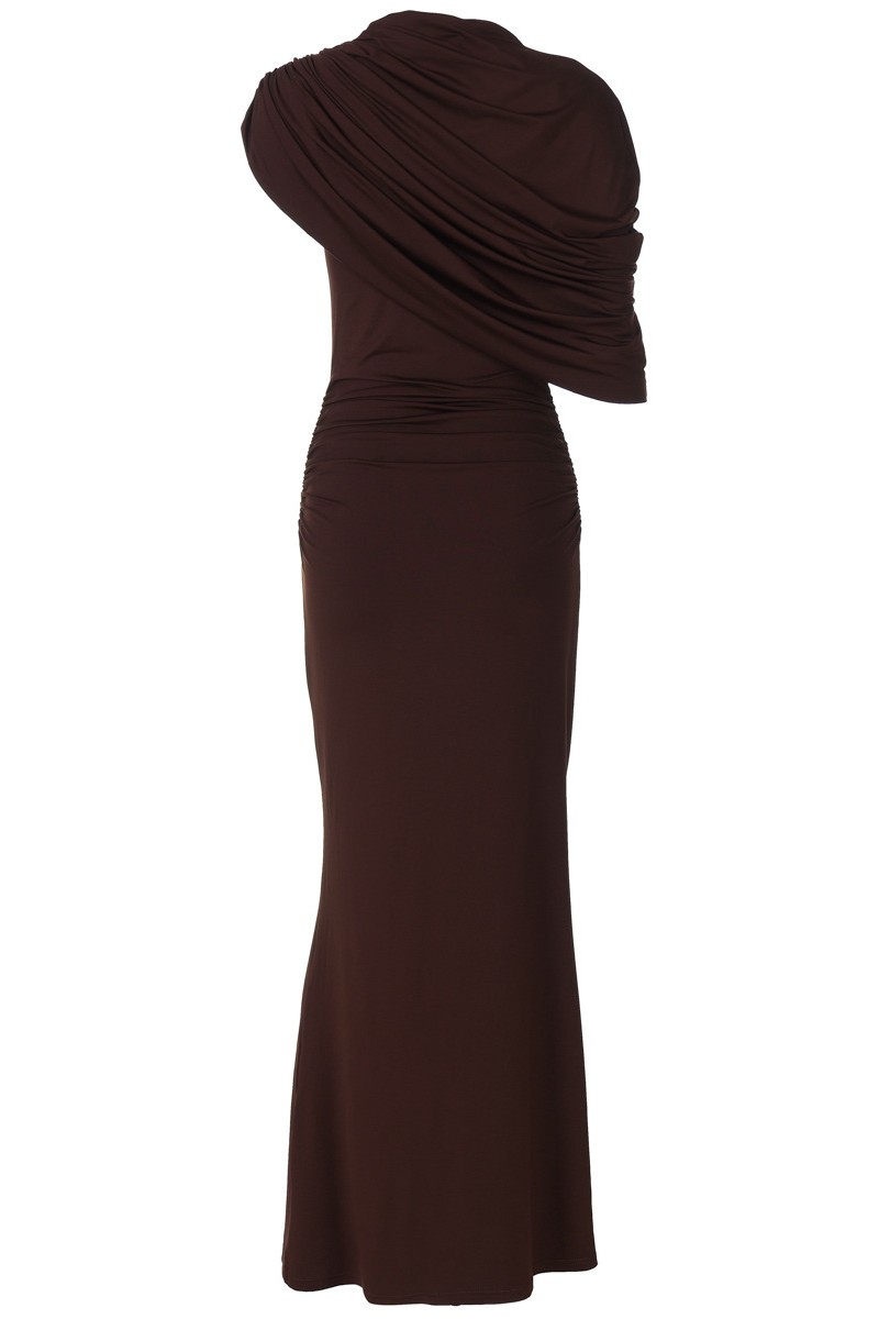 Jersey Gathering Asymmetrical Maxi Dress Jersey Gathering Asymmetrical Maxi Dress