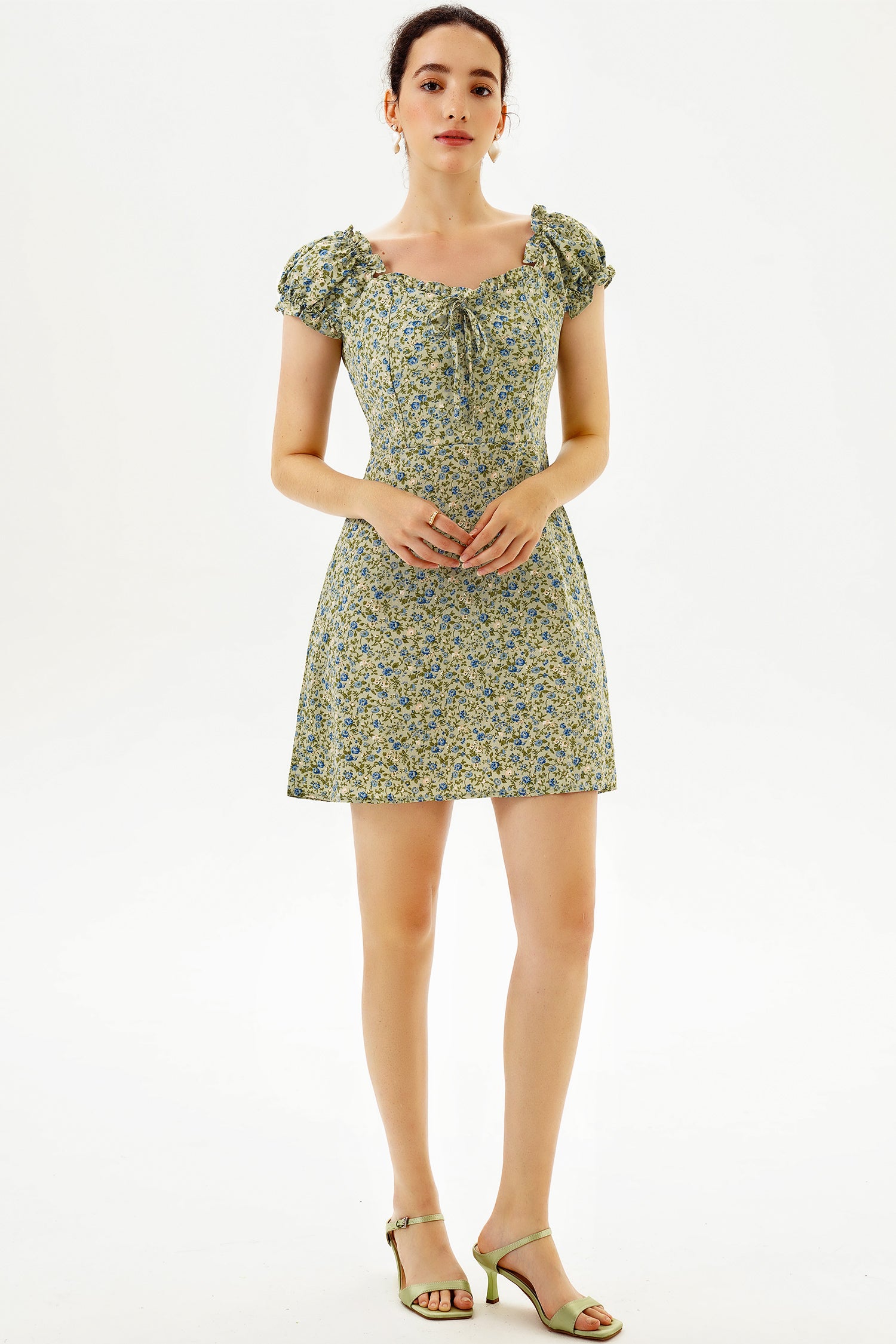 Floral Short Sleeve U-Neck Mini Dress Floral Short Sleeve U-Neck Mini Dress