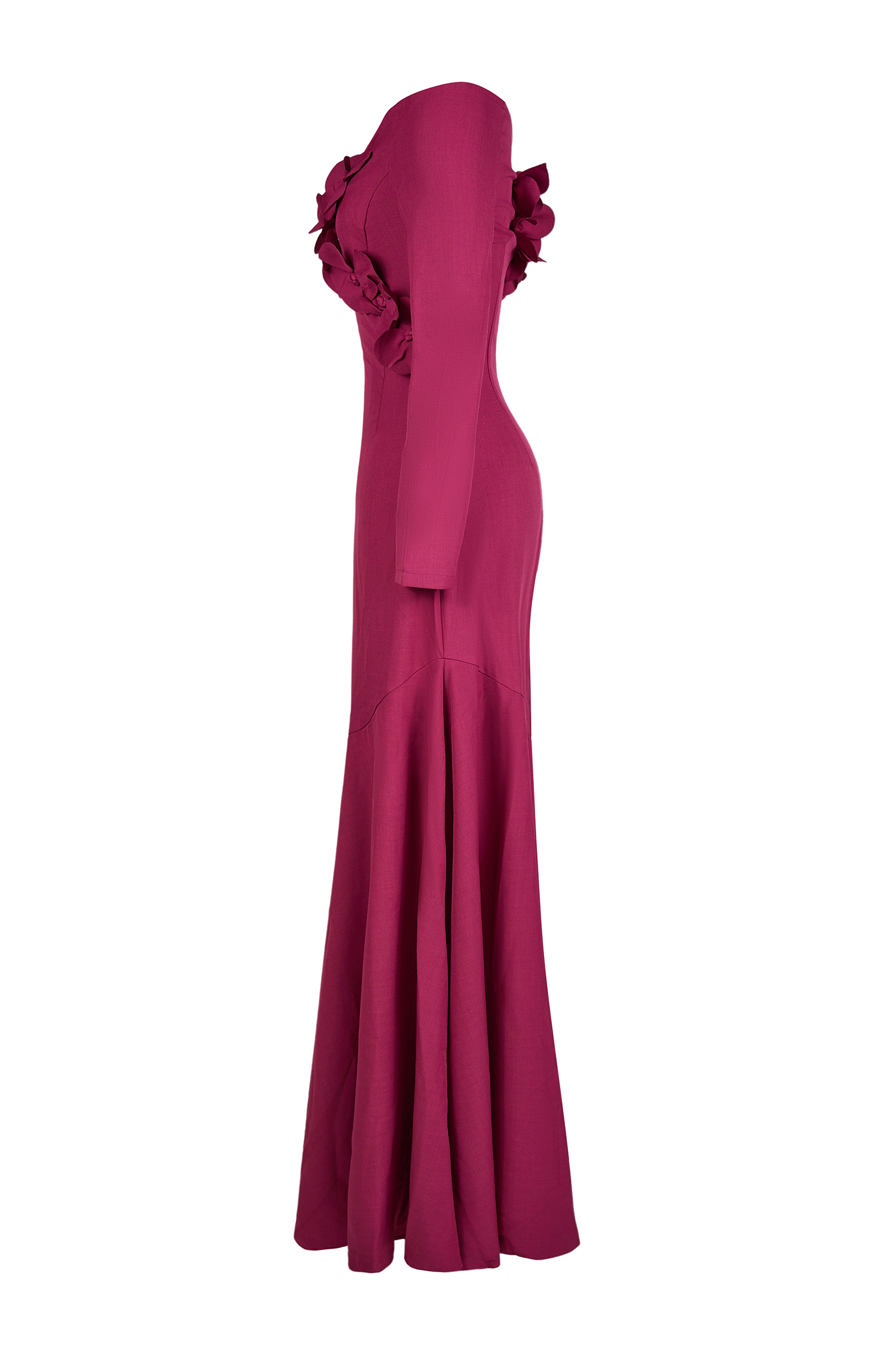 3D Flower Off-Shoulder Solid Maxi Dress 3D Flower Off-Shoulder Solid Maxi Dress