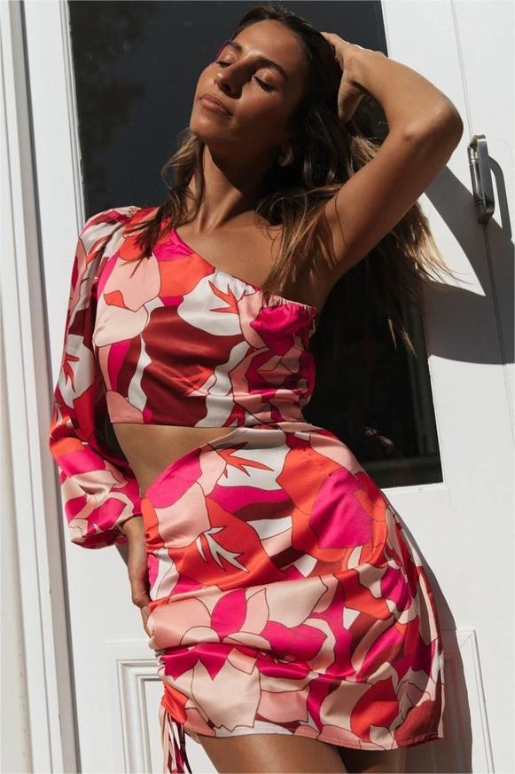 Floral One-Shoulder Strapped Mini Dress Floral One-Shoulder Strapped Mini Dress