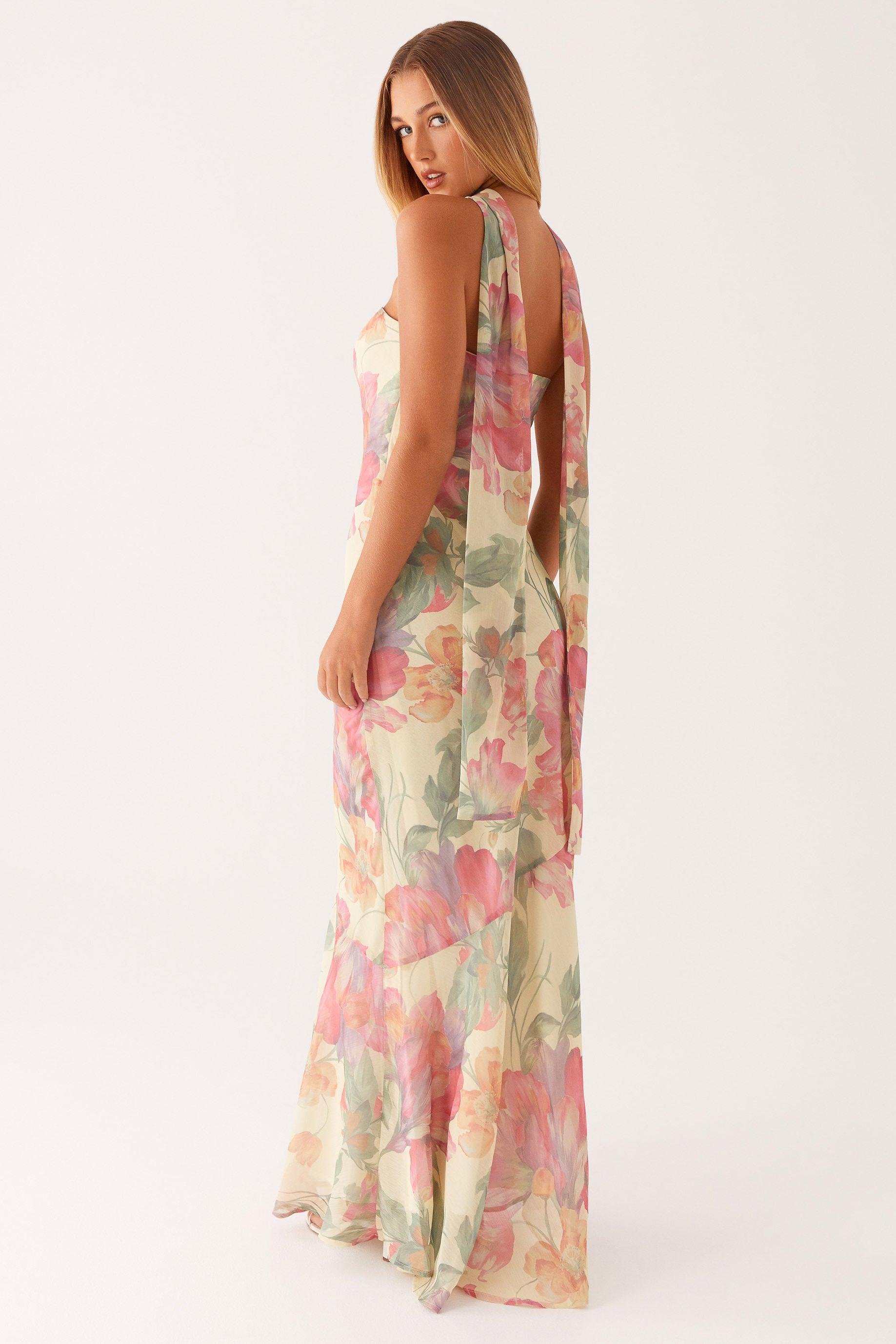 Floral Chiffon Strapless Maxi Dress Floral Chiffon Strapless Maxi Dress