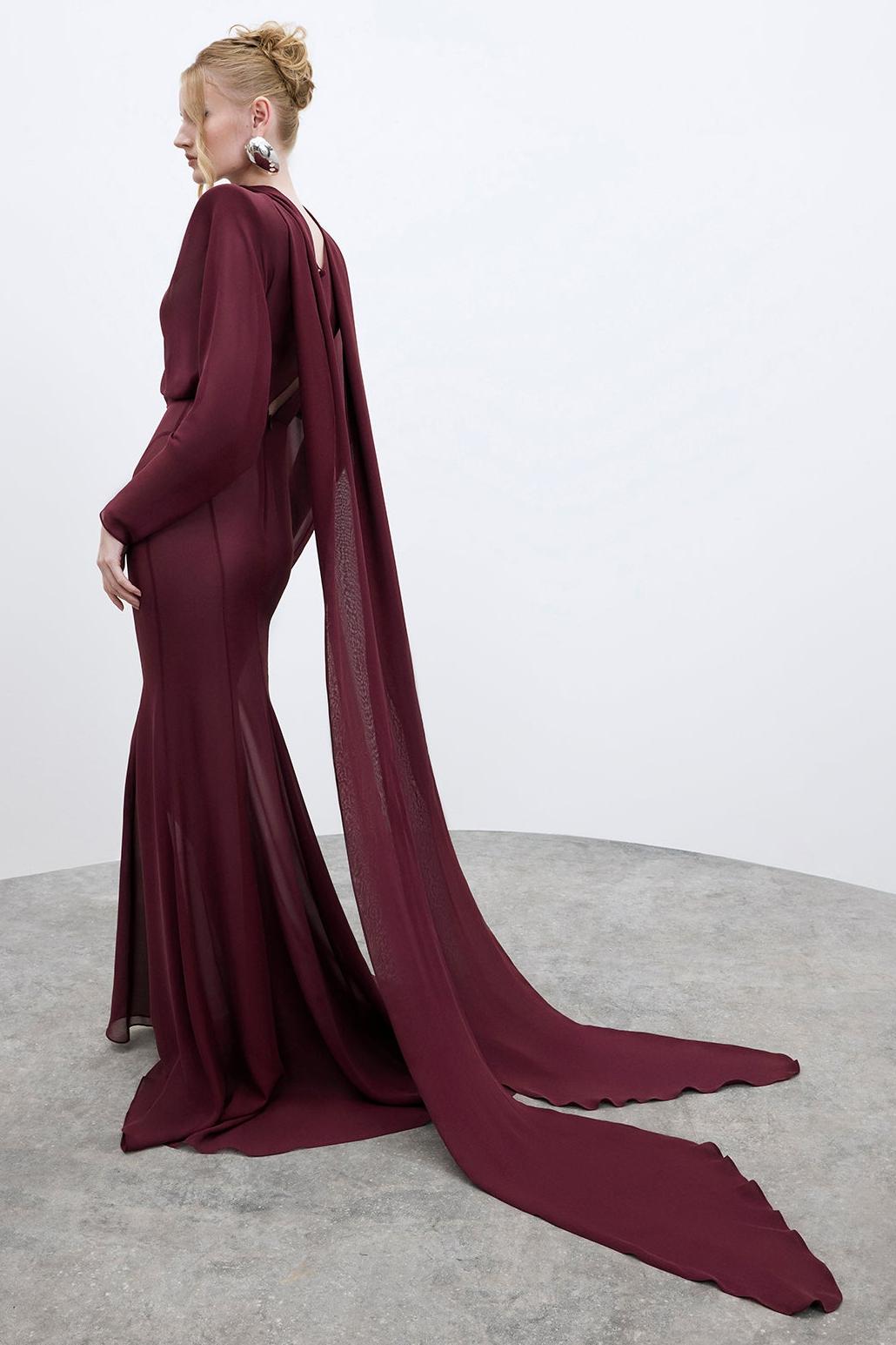 Chiffon Knotted Maxi Dress With Scarf Chiffon Knotted Maxi Dress With Scarf