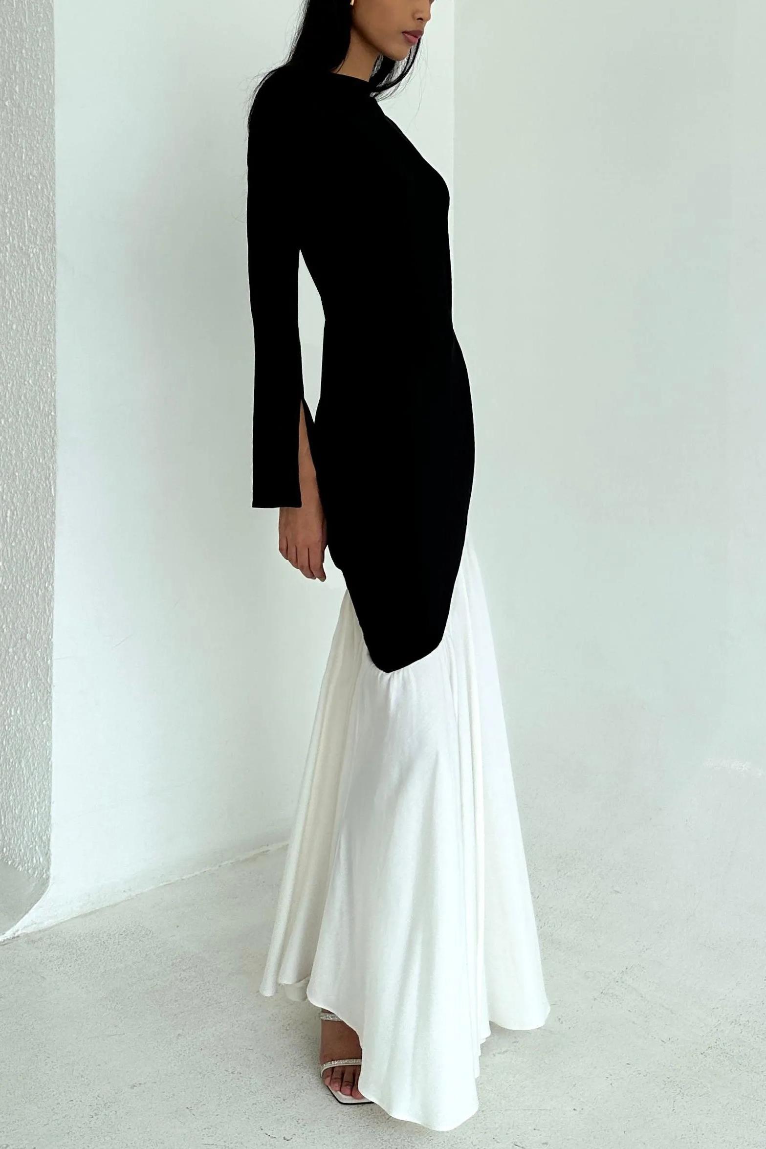 Jersey Contrast Color Midi Dress Jersey Contrast Color Midi Dress