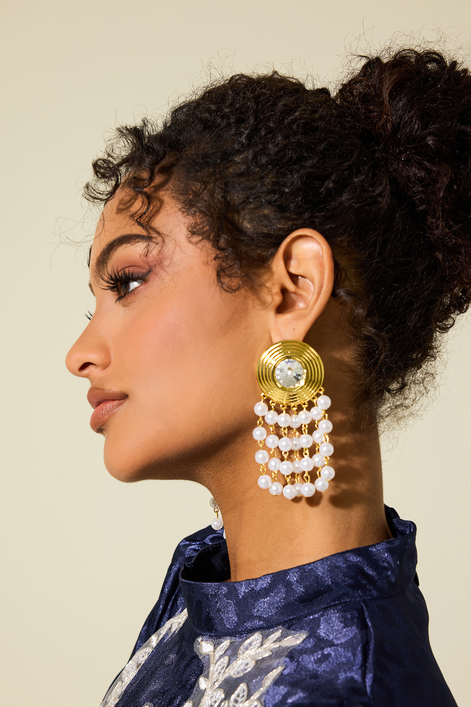 Faux Pearl Faux Diamond Tassel Drop Earrings Faux Pearl Faux Diamond Tassel Drop Earrings