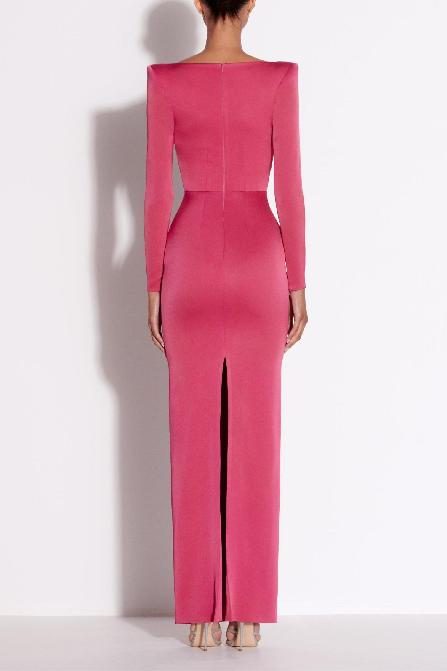 Satin Square Collar Long Sleeve Maxi Dress Satin Square Collar Long Sleeve Maxi Dress