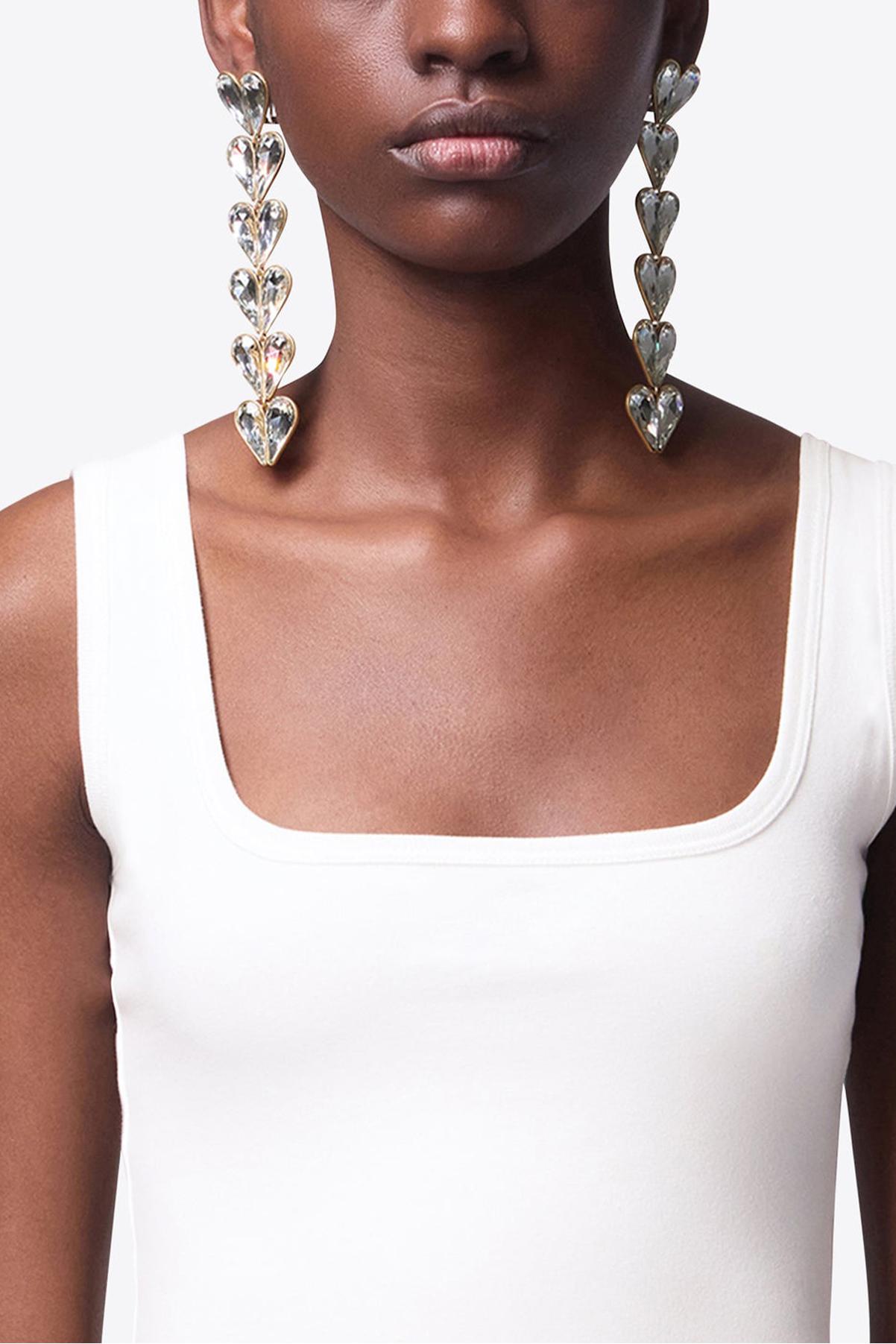 Heart Shape Rhinestone Drop Earrings Heart Shape Rhinestone Drop Earrings