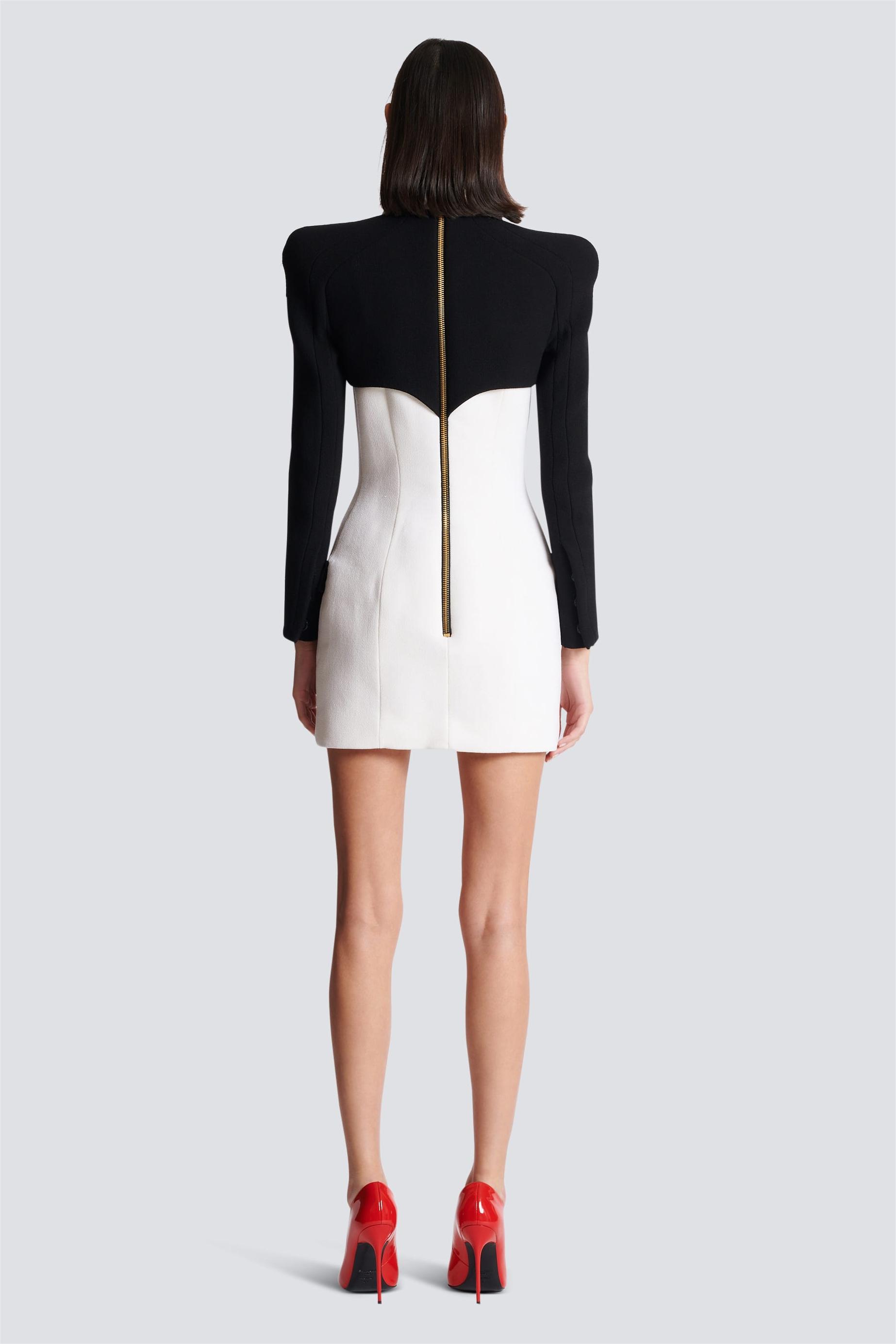 Contrast Color Metal Button Long Sleeve Mini Dress Contrast Color Metal Button Long Sleeve Mini Dress