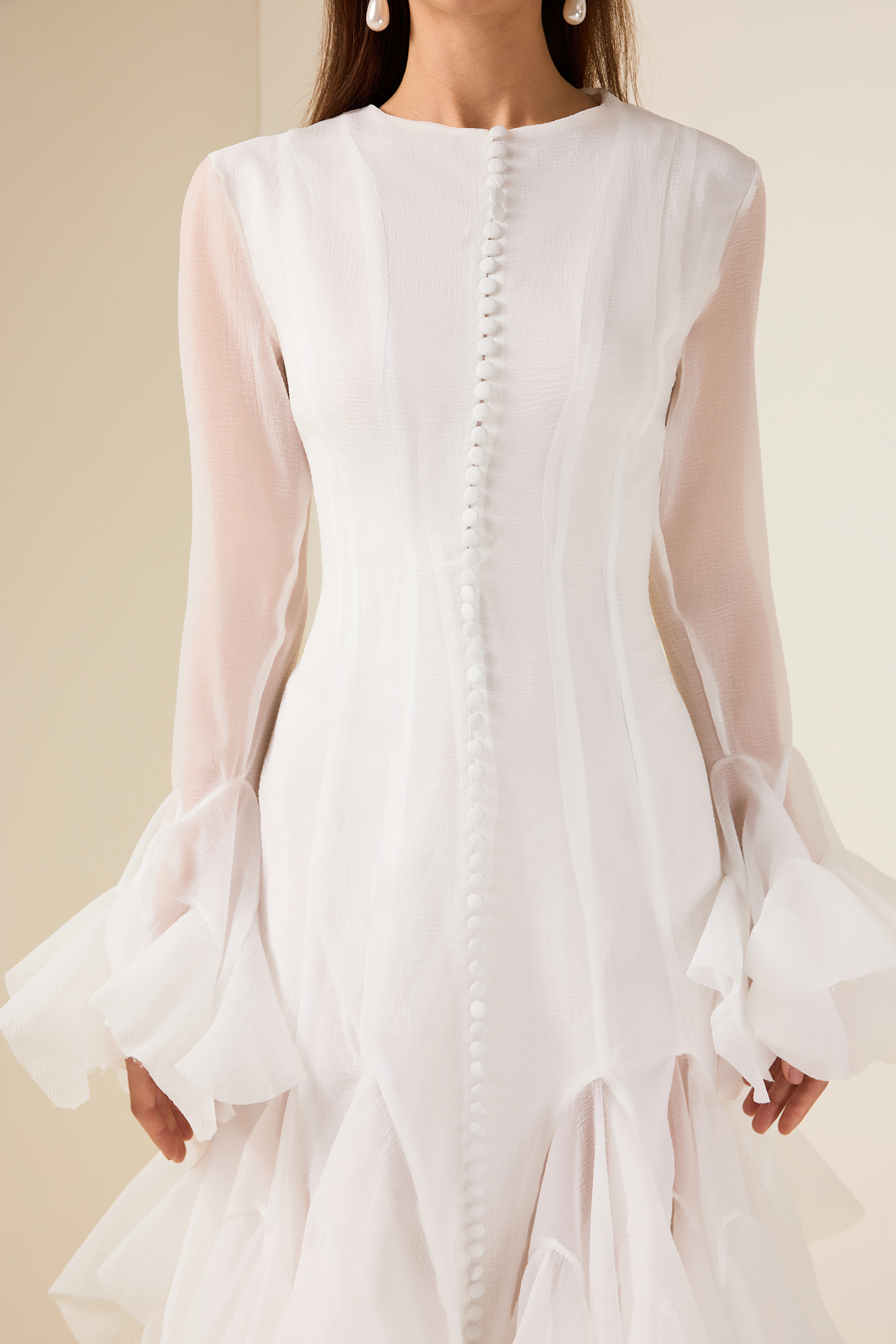Solid Ruffle Bell Sleeve Midi Dress Solid Ruffle Bell Sleeve Midi Dress
