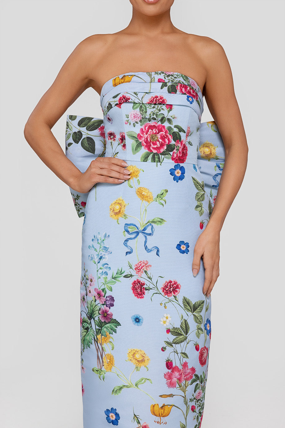 Bow Floral Off-Shoulder Midi Dress Bow Floral Off-Shoulder Midi Dress