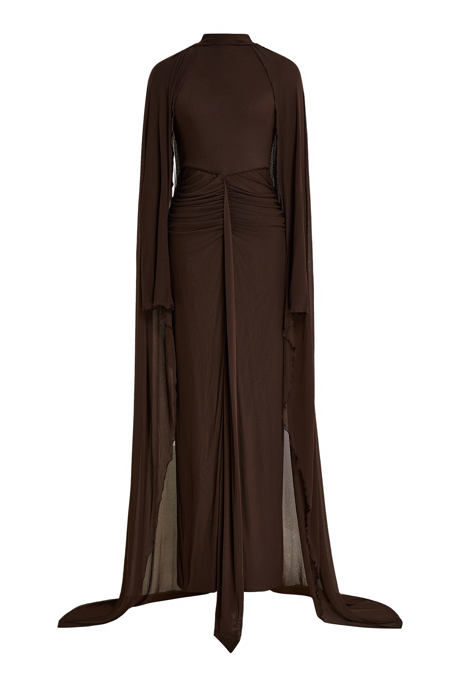 Jersey Solid Maxi Dress With Cape Jersey Solid Maxi Dress With Cape