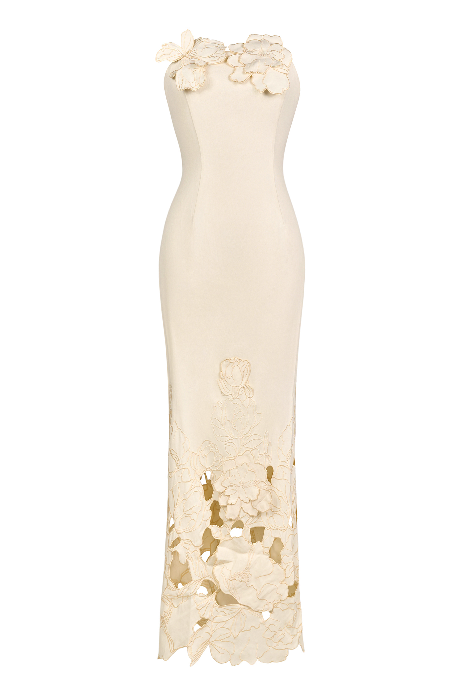 Off-Shoulder Floral Appliquéd Midi Dress Off-Shoulder Floral Appliquéd Midi Dress