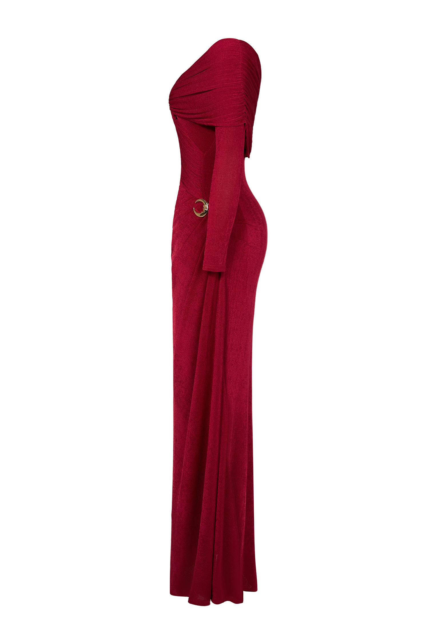 Solid Gathering Long Sleeve Maxi Dress Solid Gathering Long Sleeve Maxi Dress