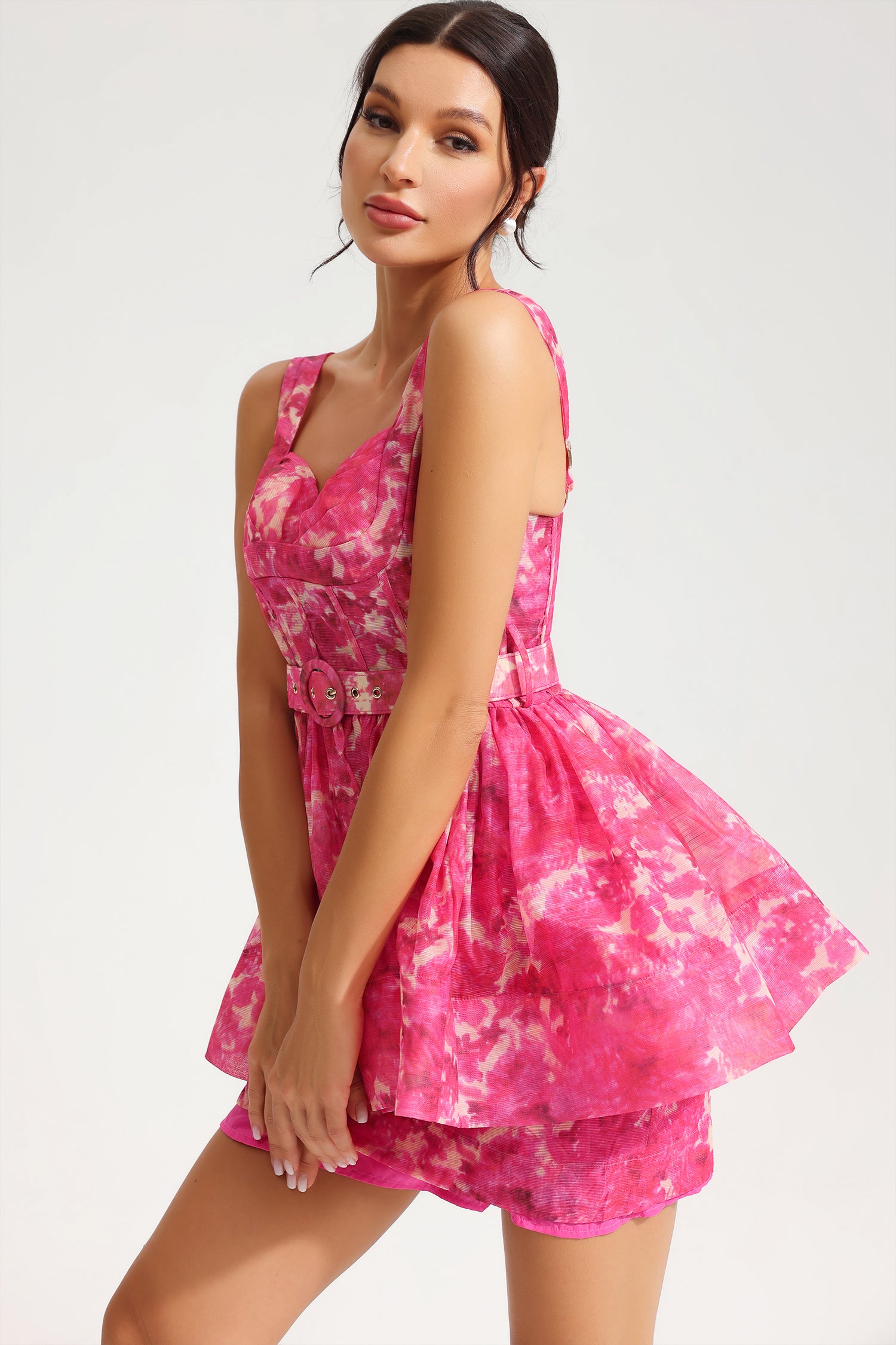 Sleeveless V-Neck Belted Mini Dress Sleeveless V-Neck Belted Mini Dress