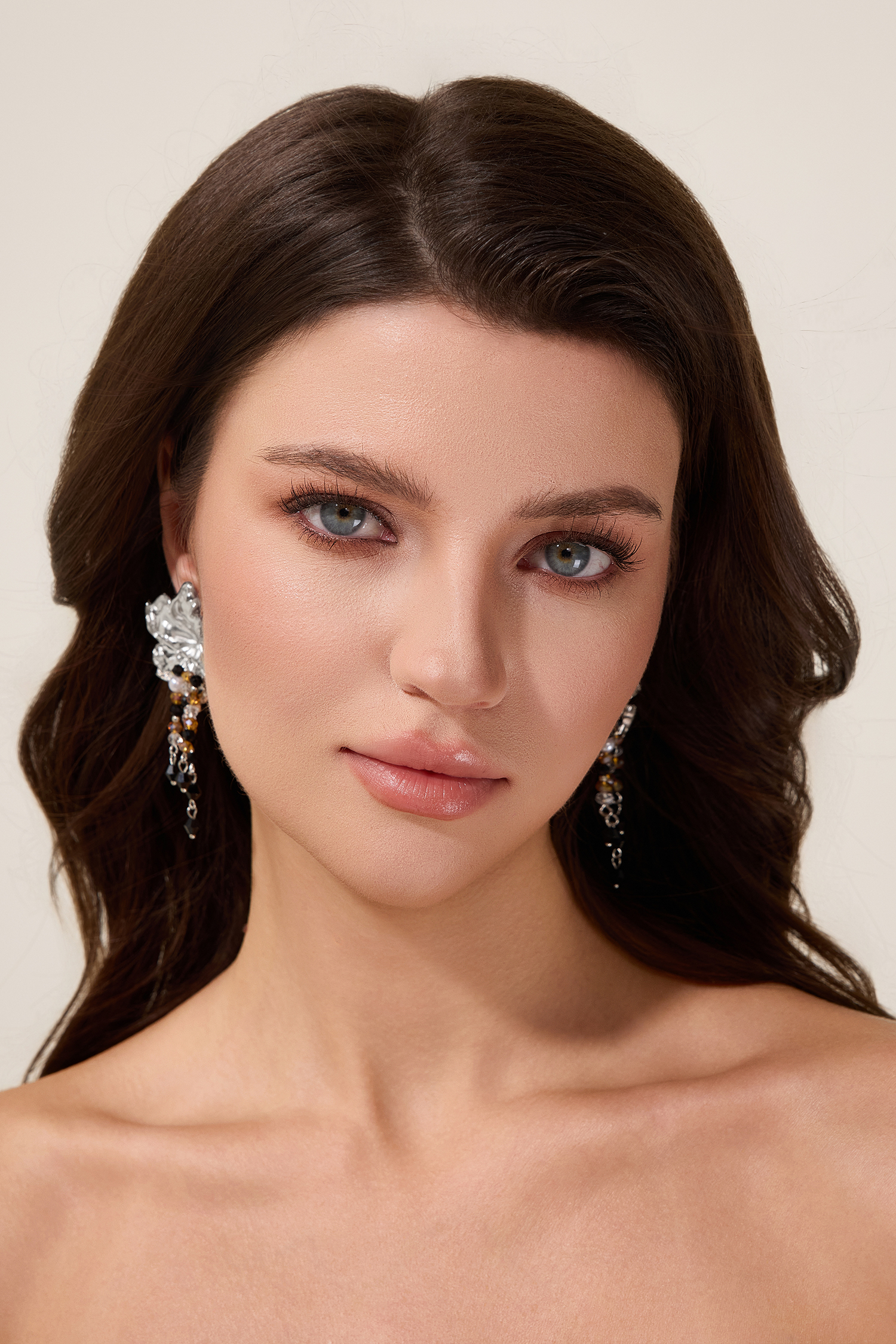 Floral Shape Beaded Tassel Metal Earrings Floral Shape Beaded Tassel Metal Earrings