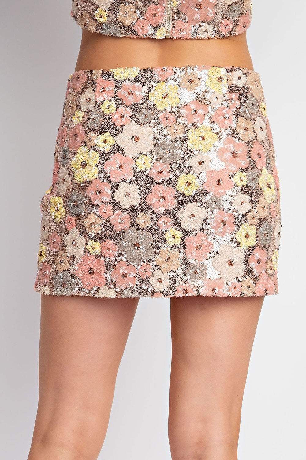 Sequin Floral High Waist Mini Skirt Sequin Floral High Waist Mini Skirt
