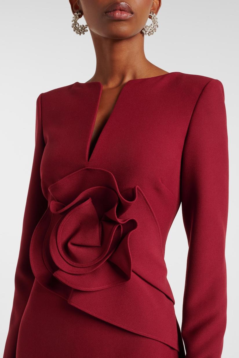 3D Flower Solid Long Sleeve Maxi Dress 3D Flower Solid Long Sleeve Maxi Dress